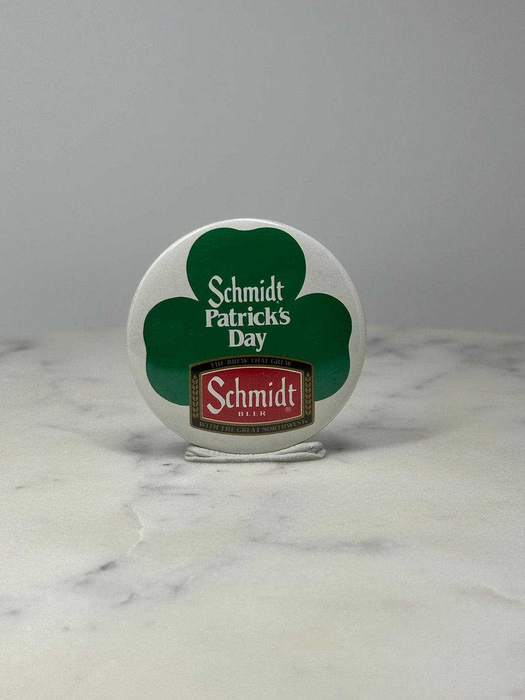 Schmidt St Patrick's Day Pin: Green Shamrock - Beer Promo Accessory
