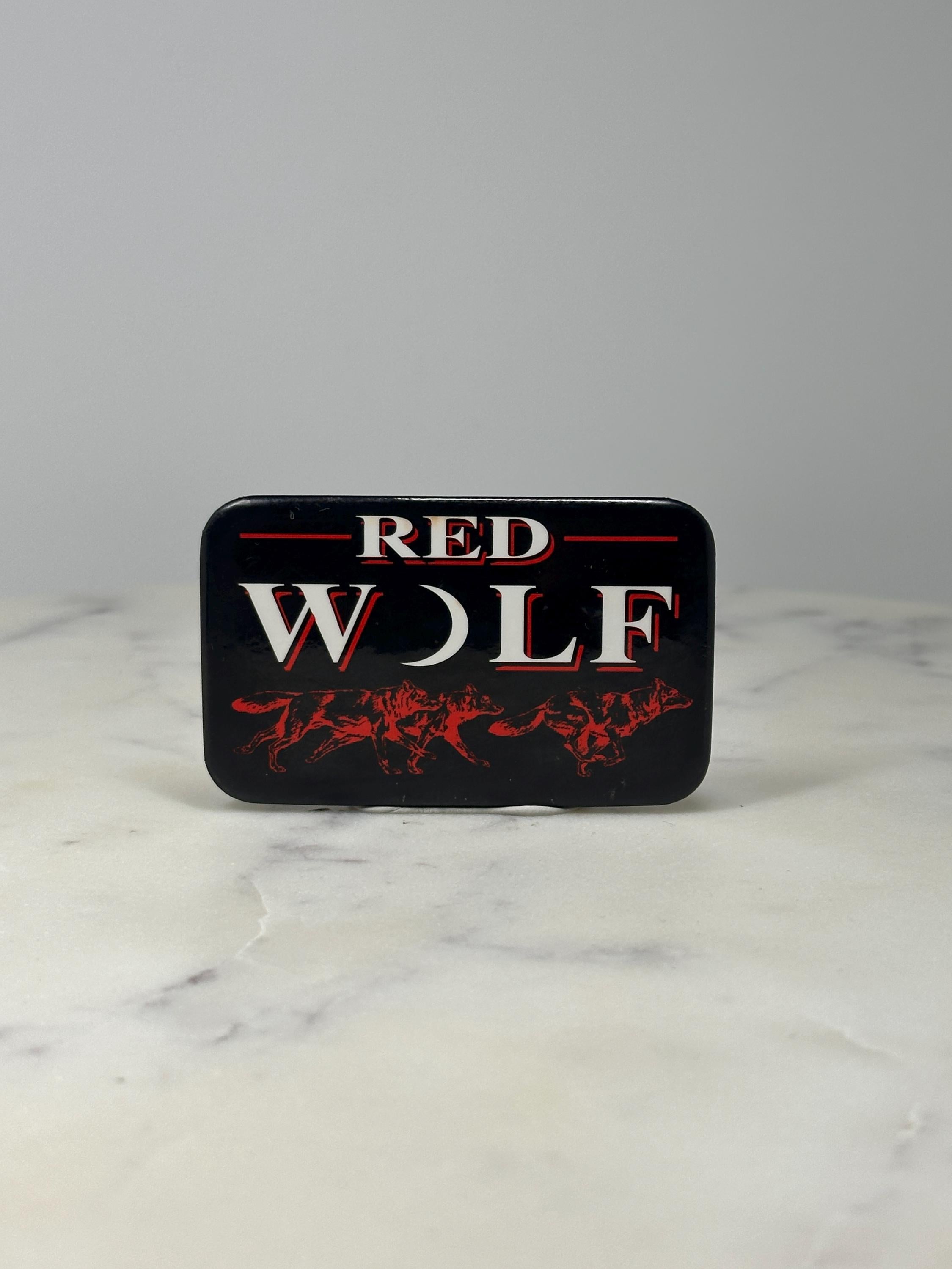 Red Wolf Button Pin: Black Red White - Wildlife Accessory