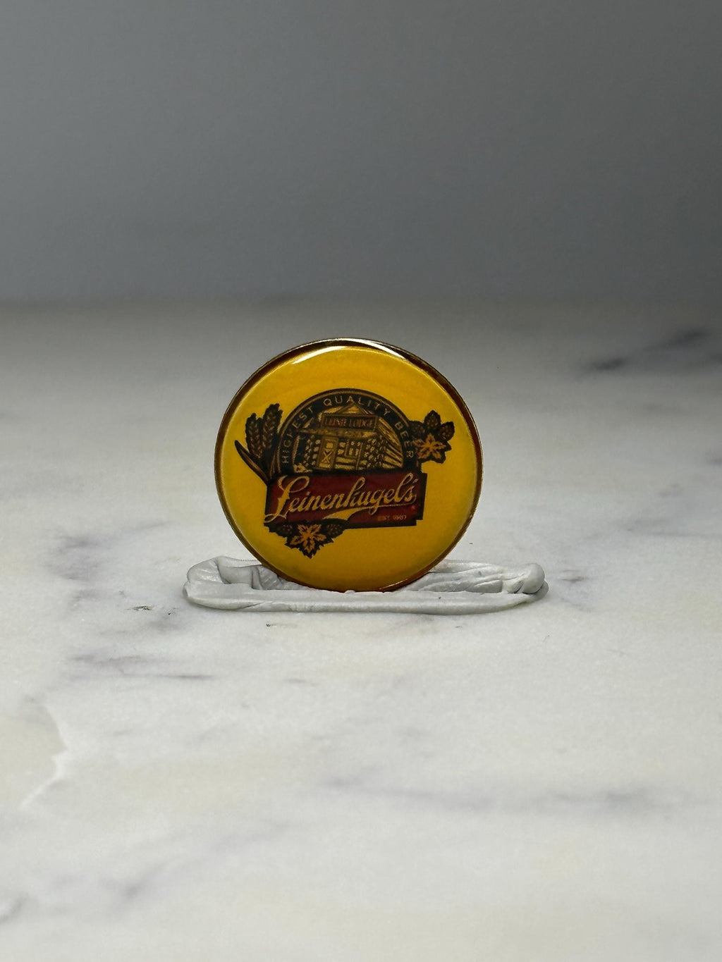 Leinenkugels Beer Advertising Pin: Yellow Enamel - Brewery Promo Accessory