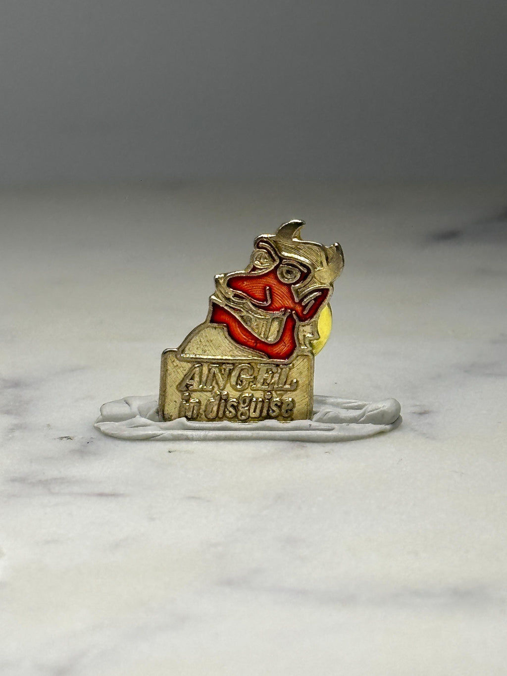 Angel in Disguise Devil Pin Vintage Novelty Enamel Lapel Pin