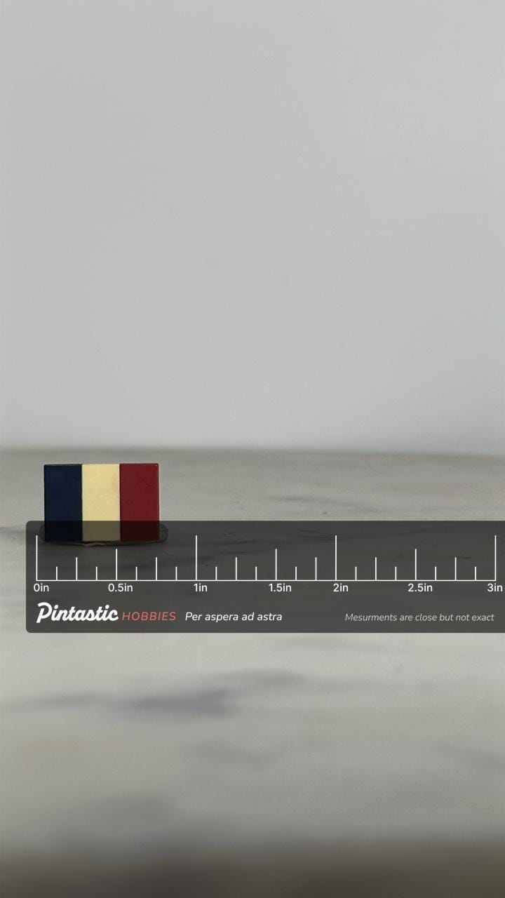 France flag enamel pin: gloss finish tricolor - patriotic accessory with ruler overlay for size reference