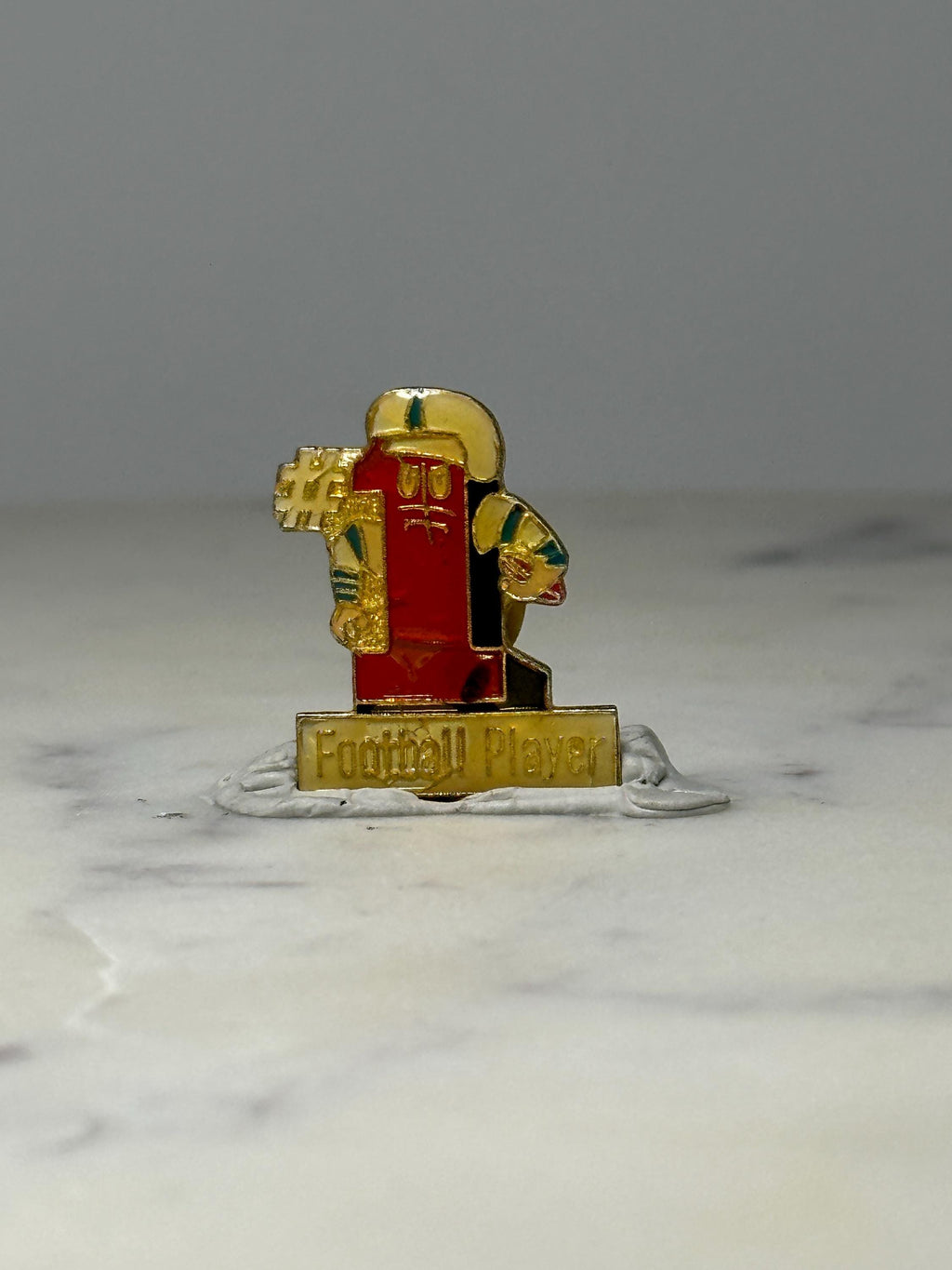 Football Player #1 Pin: Gold Tone Enamel - Sports Award Accessory