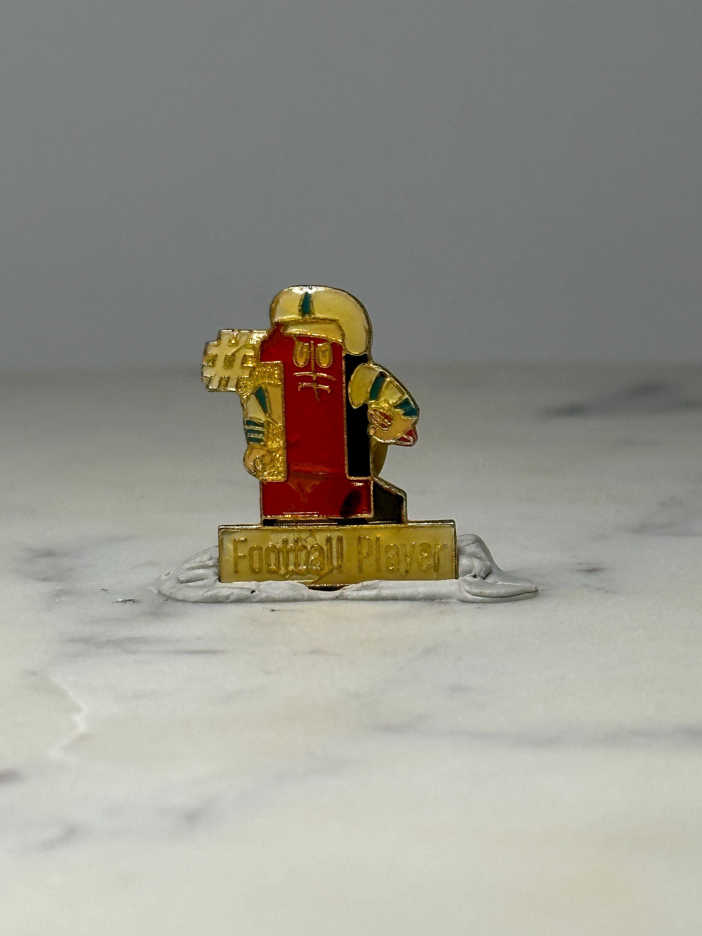 Football Player #1 Pin: Gold Tone Enamel - Sports Award Accessory