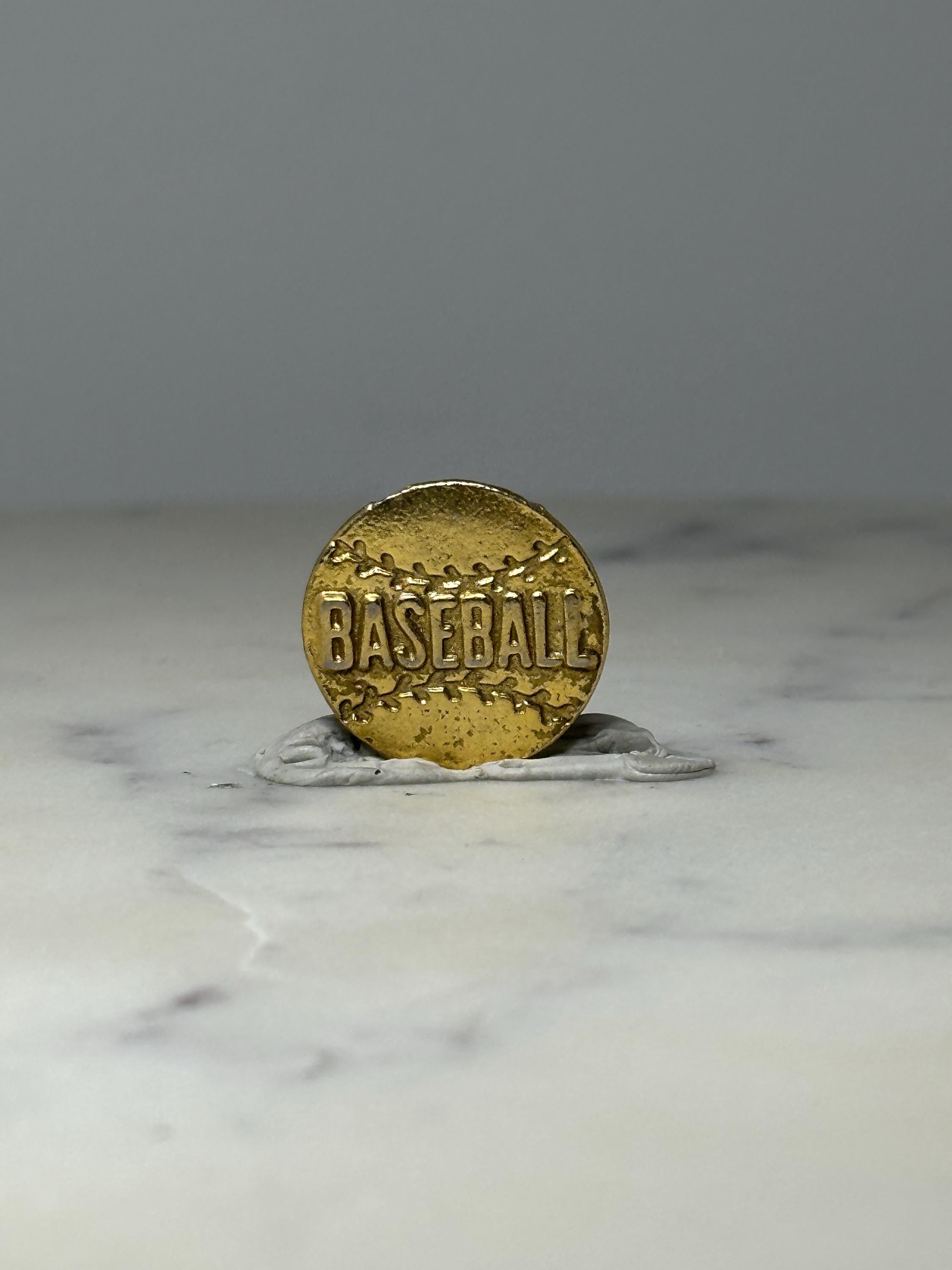 Baseball Round Lapel Pin: Gold Tone Textured - Sports Fan Accessory