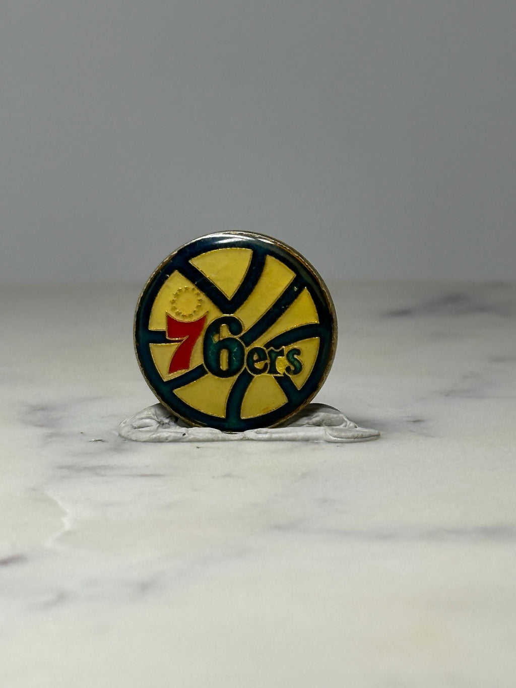 Philadelphia 76ers Logo Pin: Blue Yellow Enamel - NBA Vintage Accessory