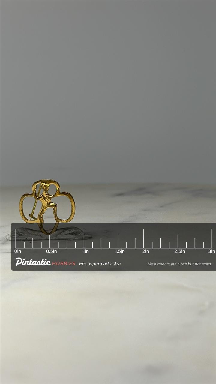 Vintage Girl Scout Brownie Pin – Dancing Elf Pixie Design – Gold Tone Brownies Membership Brooch – Scouting Collectible with 