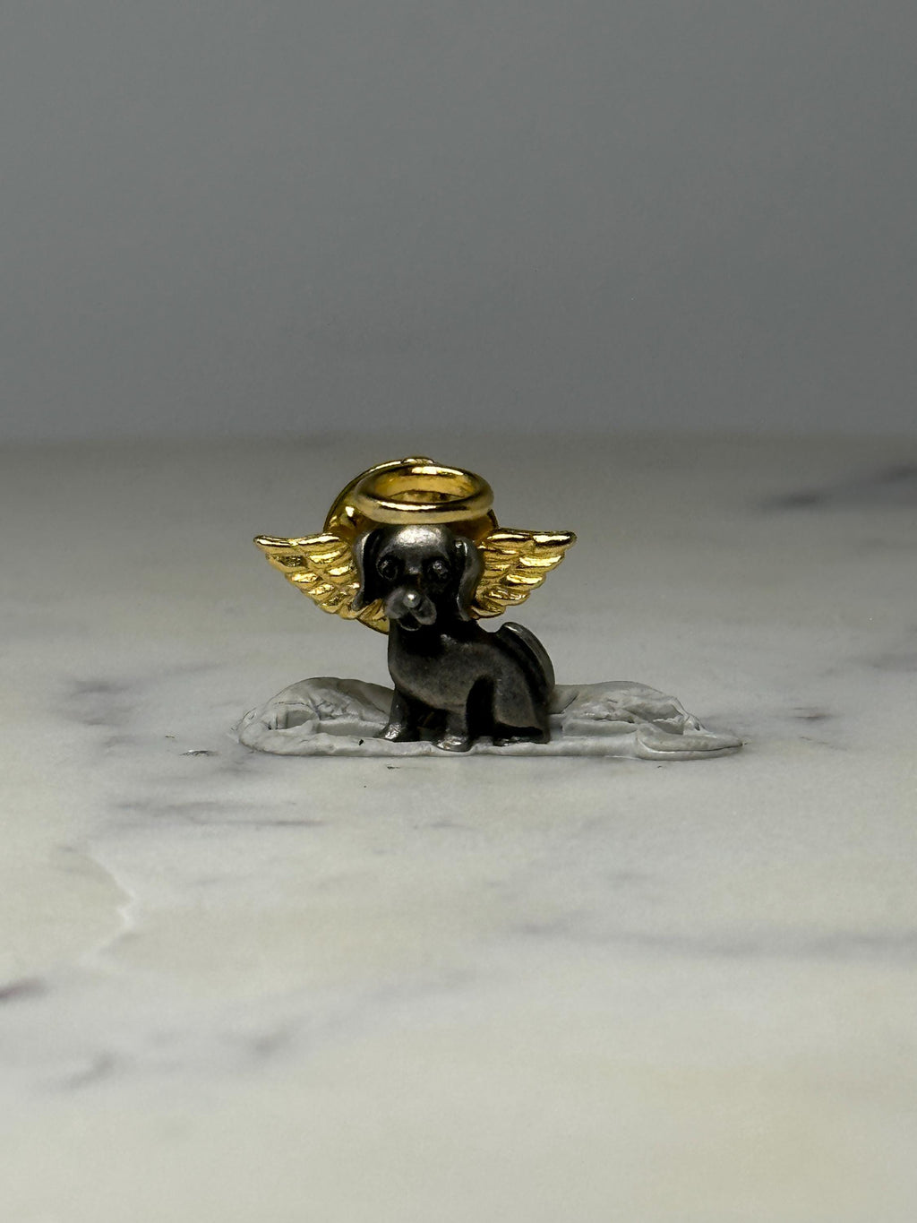 Angel Dog Lapel Pin: Gold Halo Wings - Cute Memorial Accessory