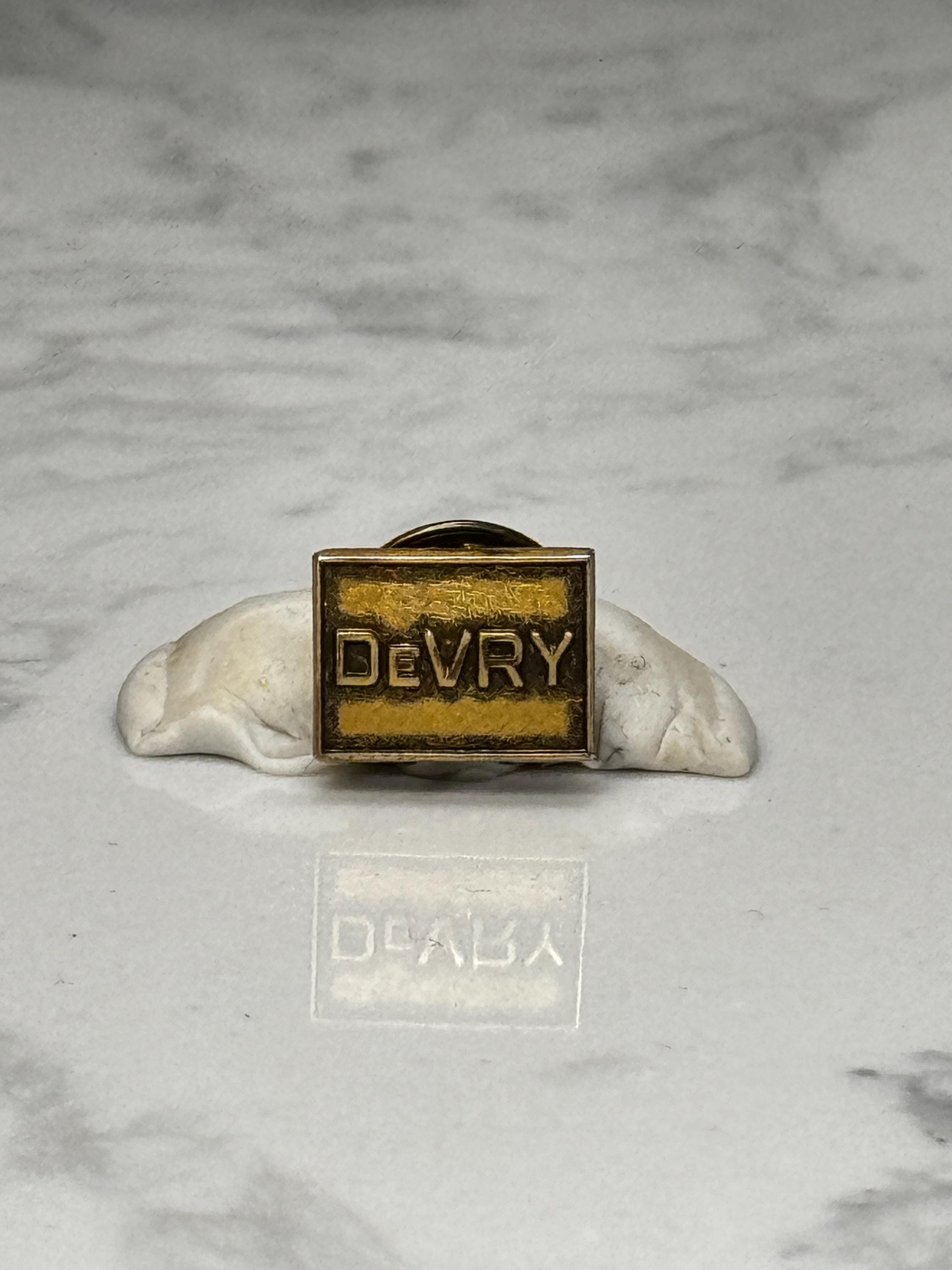 DeVry University Logo Pin: Gold Tone Enamel - College Accessory