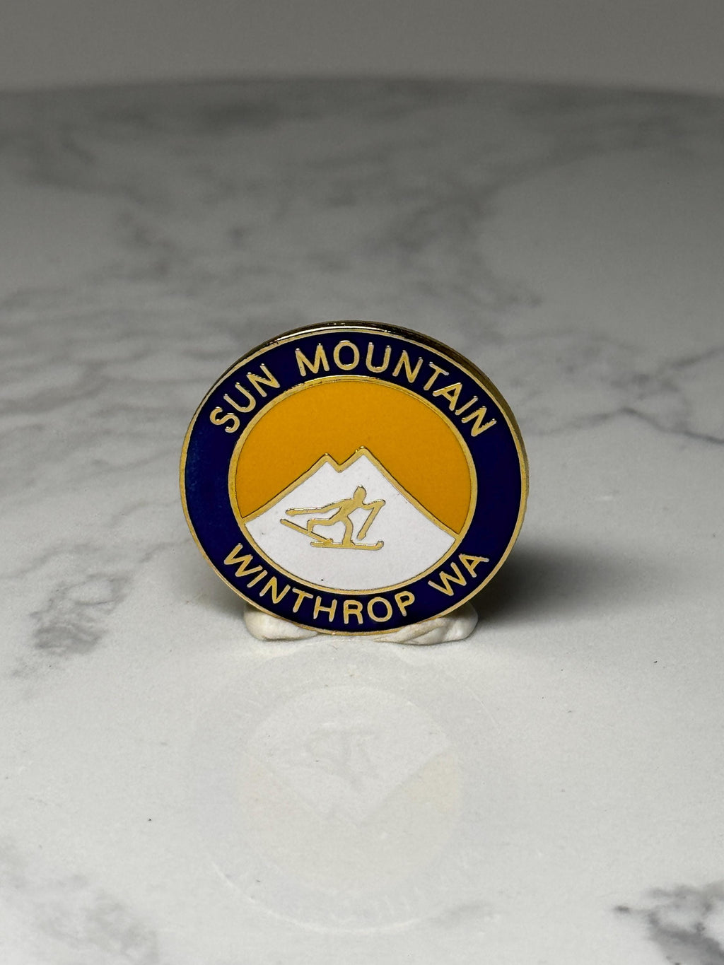 Sun Mountain Winthrop WA Souvenir Pin: Blue Enamel - Ski Resort Accessory