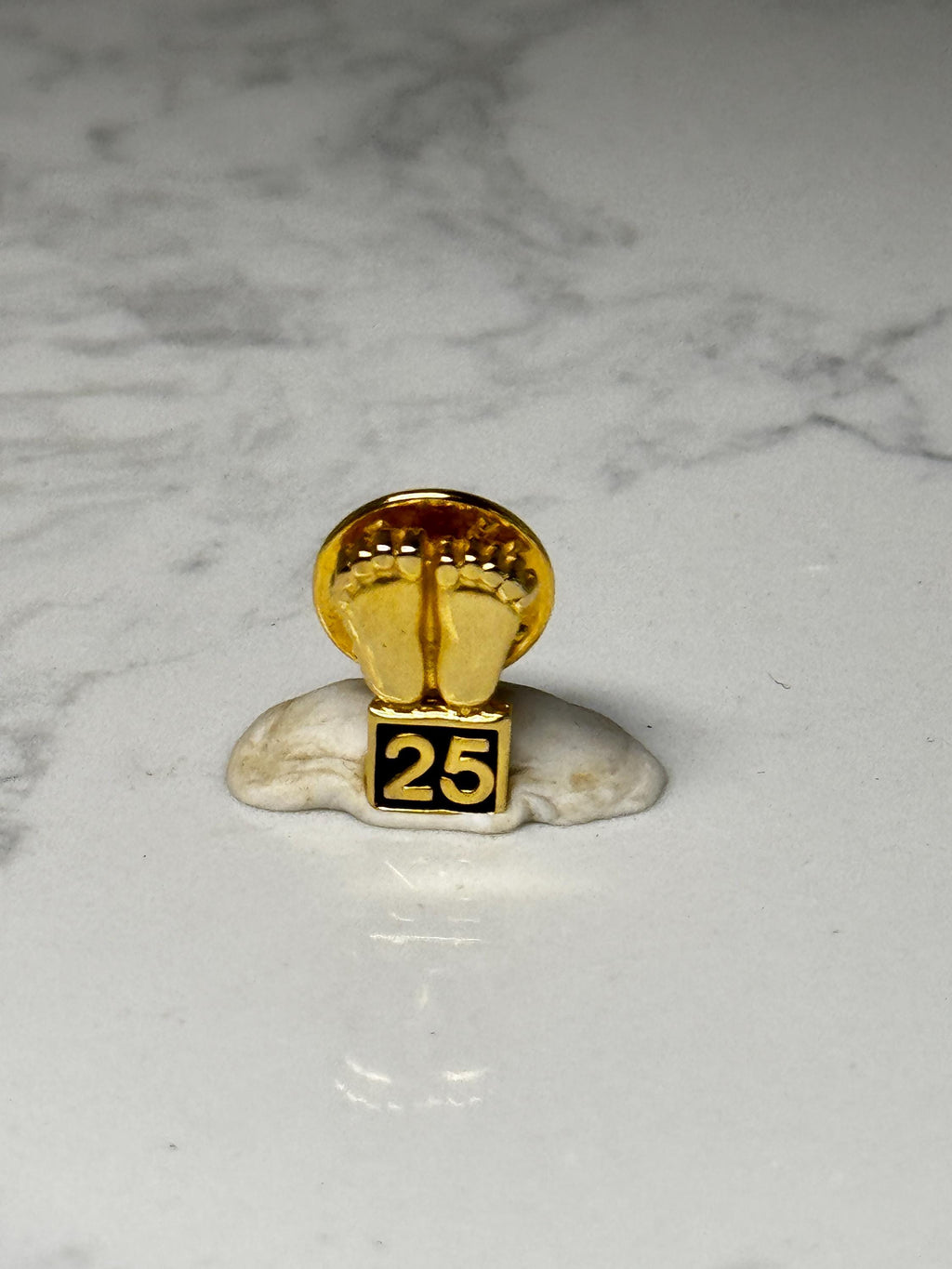 Vintage 25 Year Service Award Pin: Baby Feet Lapel Pin – Medical or Pediatric Anniversary Badge