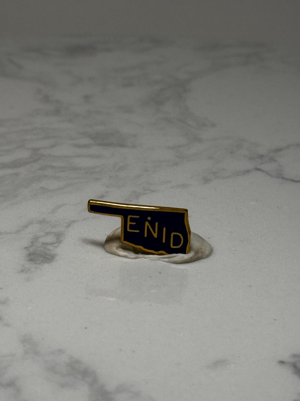 Enid Oklahoma State Pin: Blue & Gold Enamel - Vintage Travel Souvenir