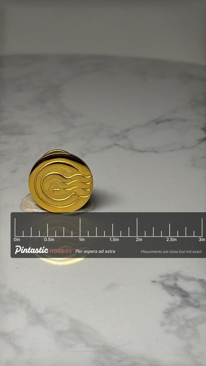 Princess Cruises Logo Lapel Pin: Gold Tone - Cruise Line Souvenir with ruler overlay for size reference
