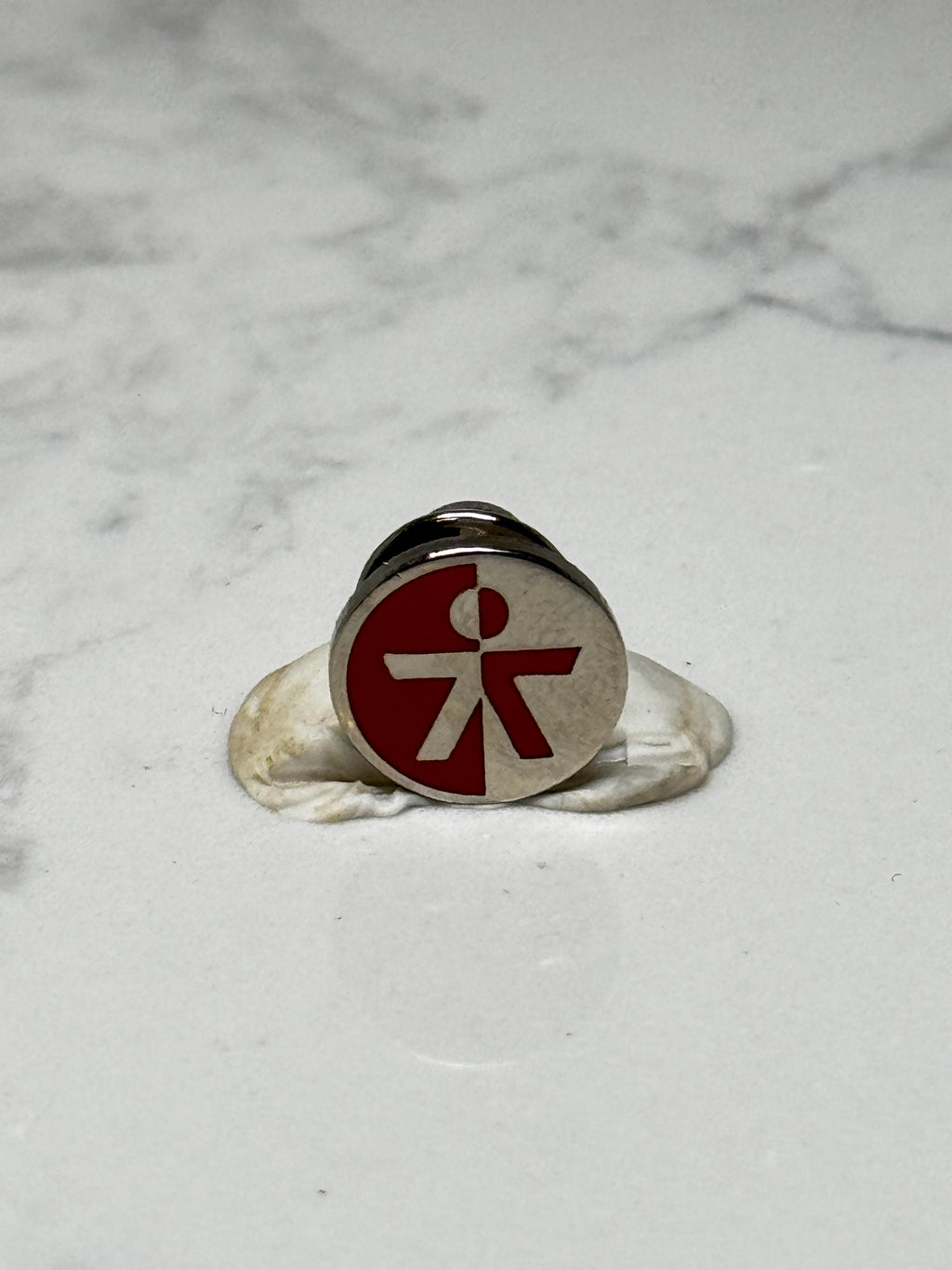 Vintage Tennyson Center for Children Lapel Pin: Silver Tone Red Employee – Nonprofit Logo Pin