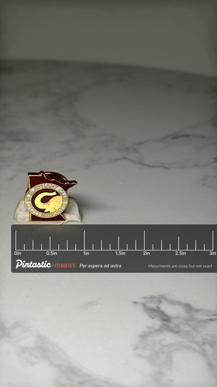 Rare Minnesota Republican Elephant Club Pin: Gold Enamel - 1962 Vintage Political with ruler overlay for size reference