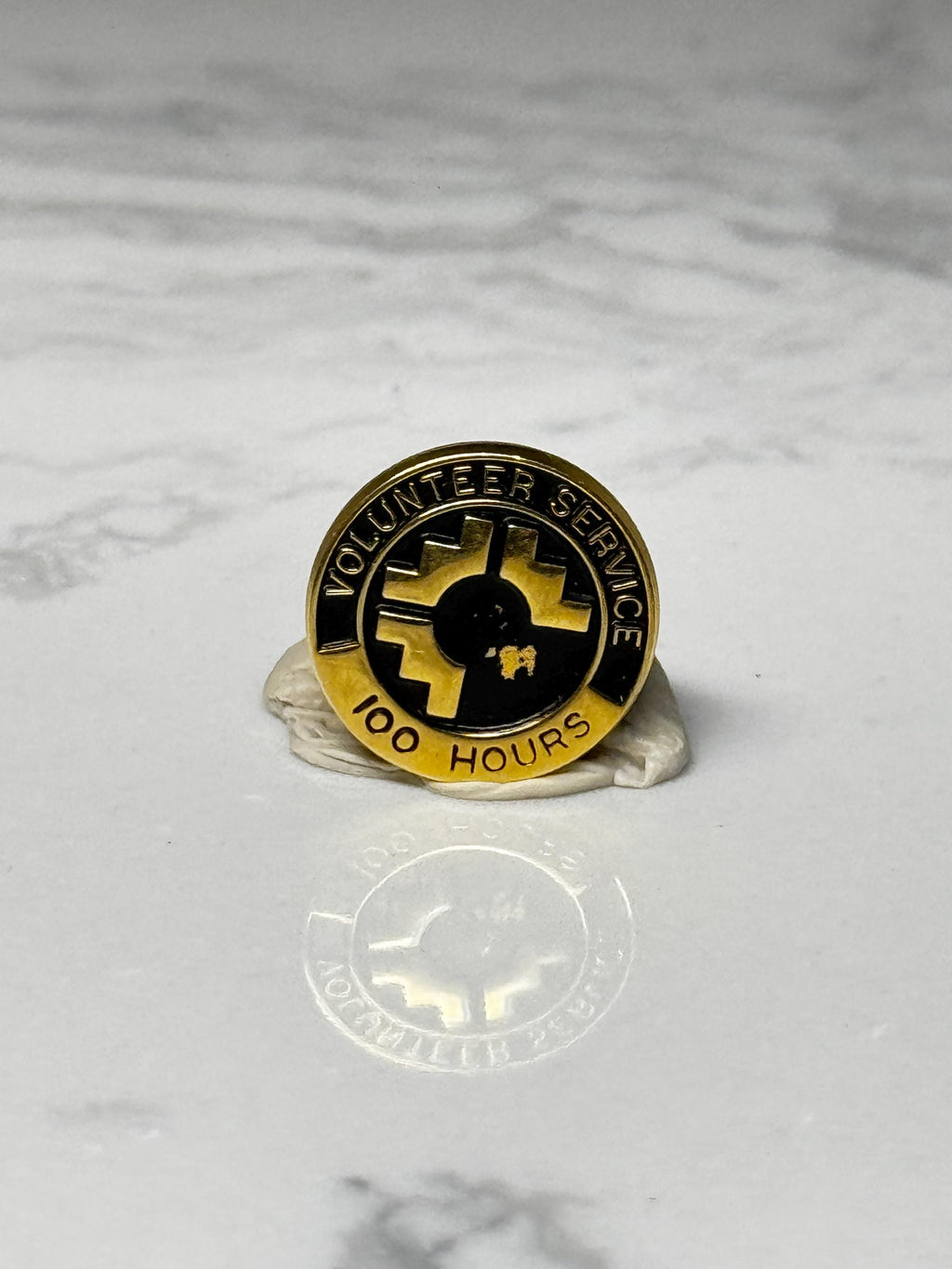 Volunteer Service Award Pin: Gold & Black Enamel - 100 Hours