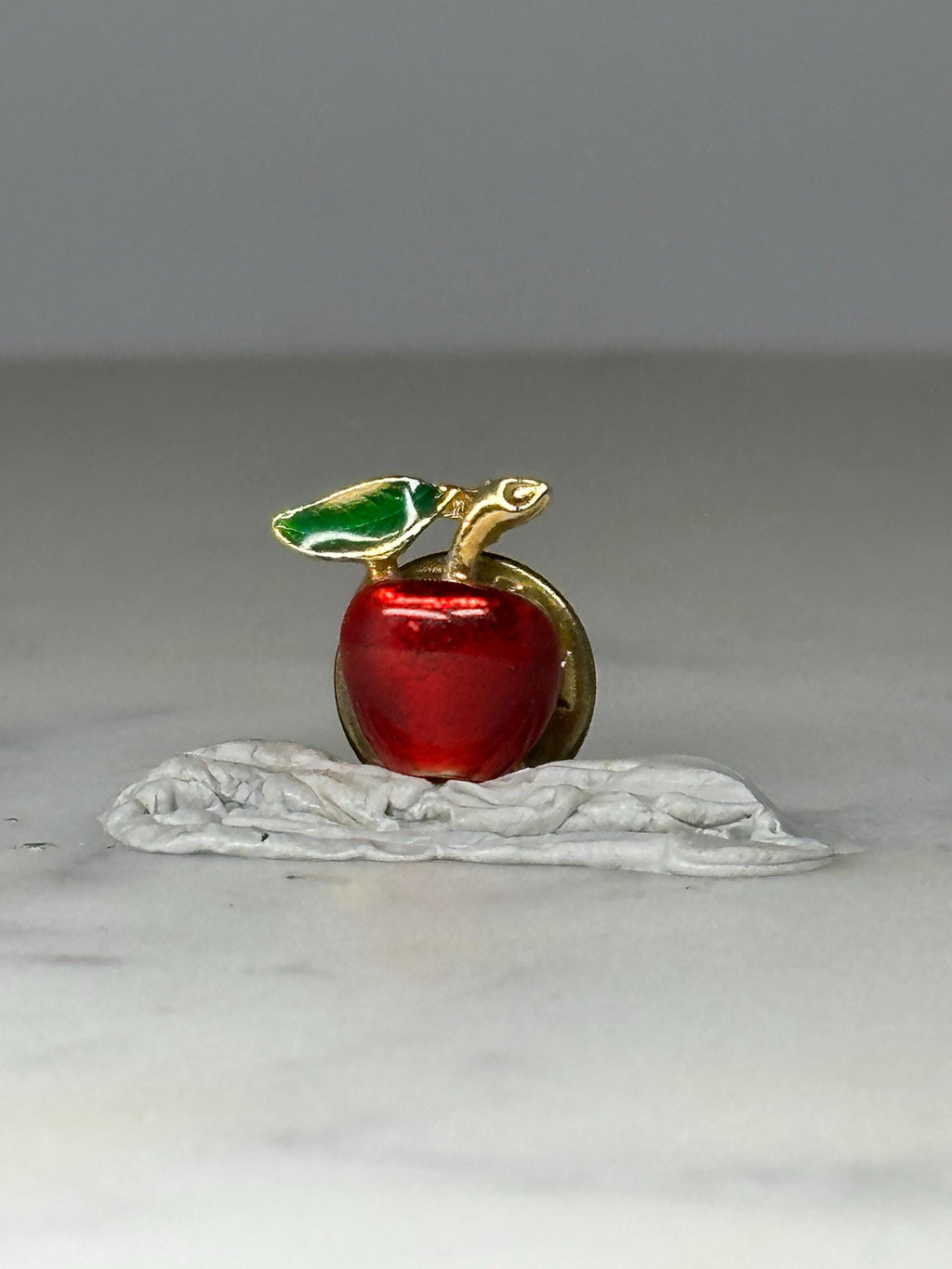 Red Apple Lapel Pin: Gold Tone Enamel - Retro Fruit Accessory