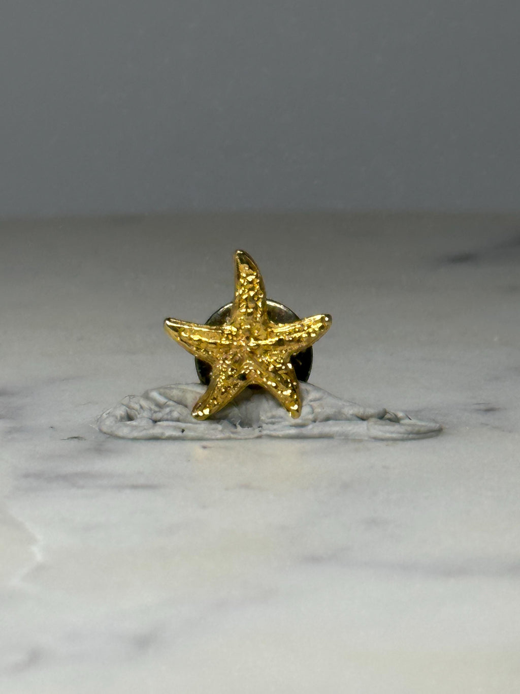 Gold Starfish Lapel Pin: Textured Gold Tone - Coastal Accessory