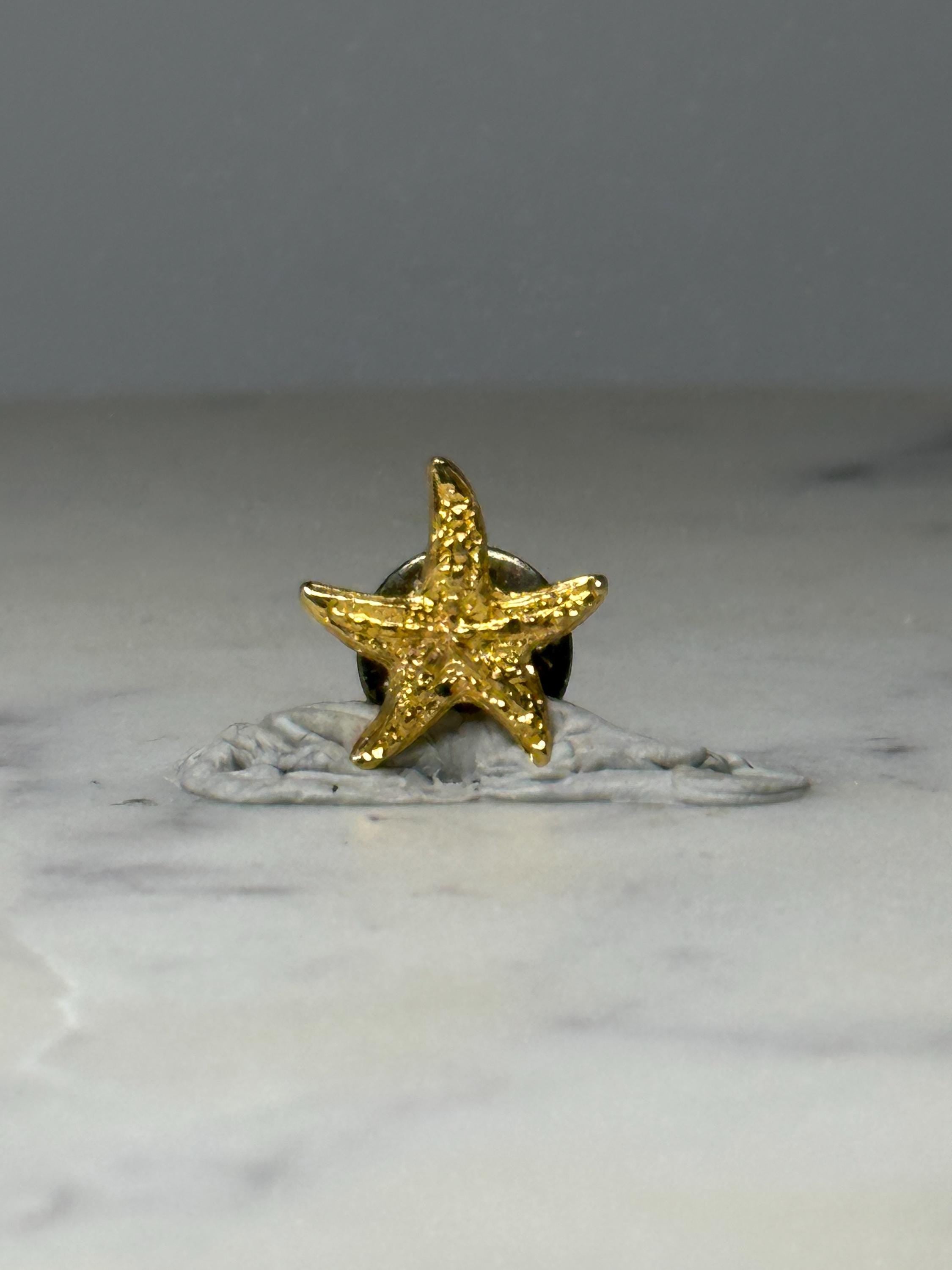 Gold Starfish Lapel Pin: Textured Gold Tone - Coastal Accessory