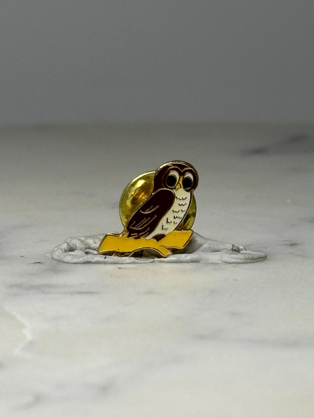 Owl Enamel Lapel Pin: Brown & Gold Tone - Woodland Accessory