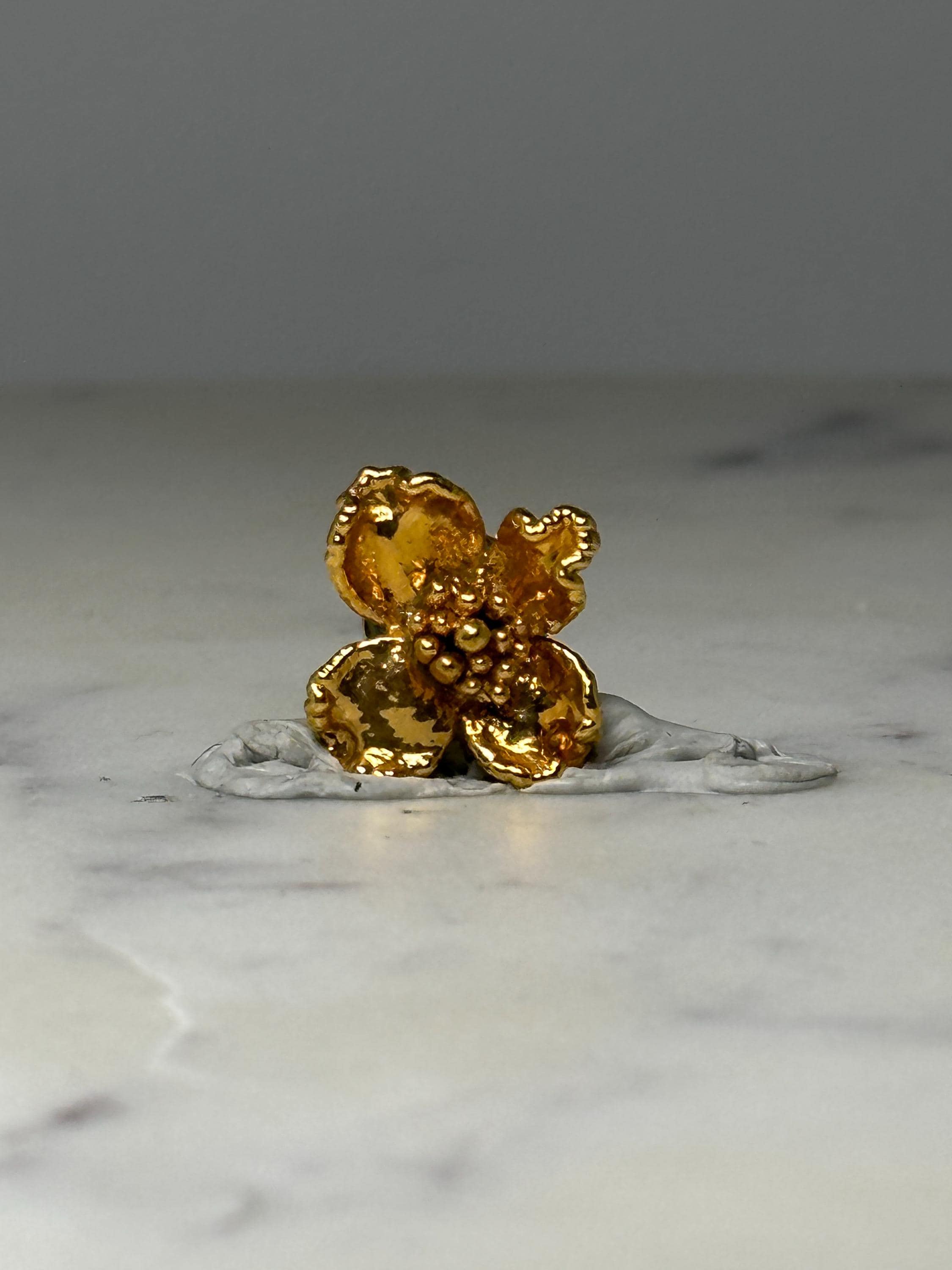 Gold Tone Flower Lapel Pin: Textured Floral - Vintage Style Accessory