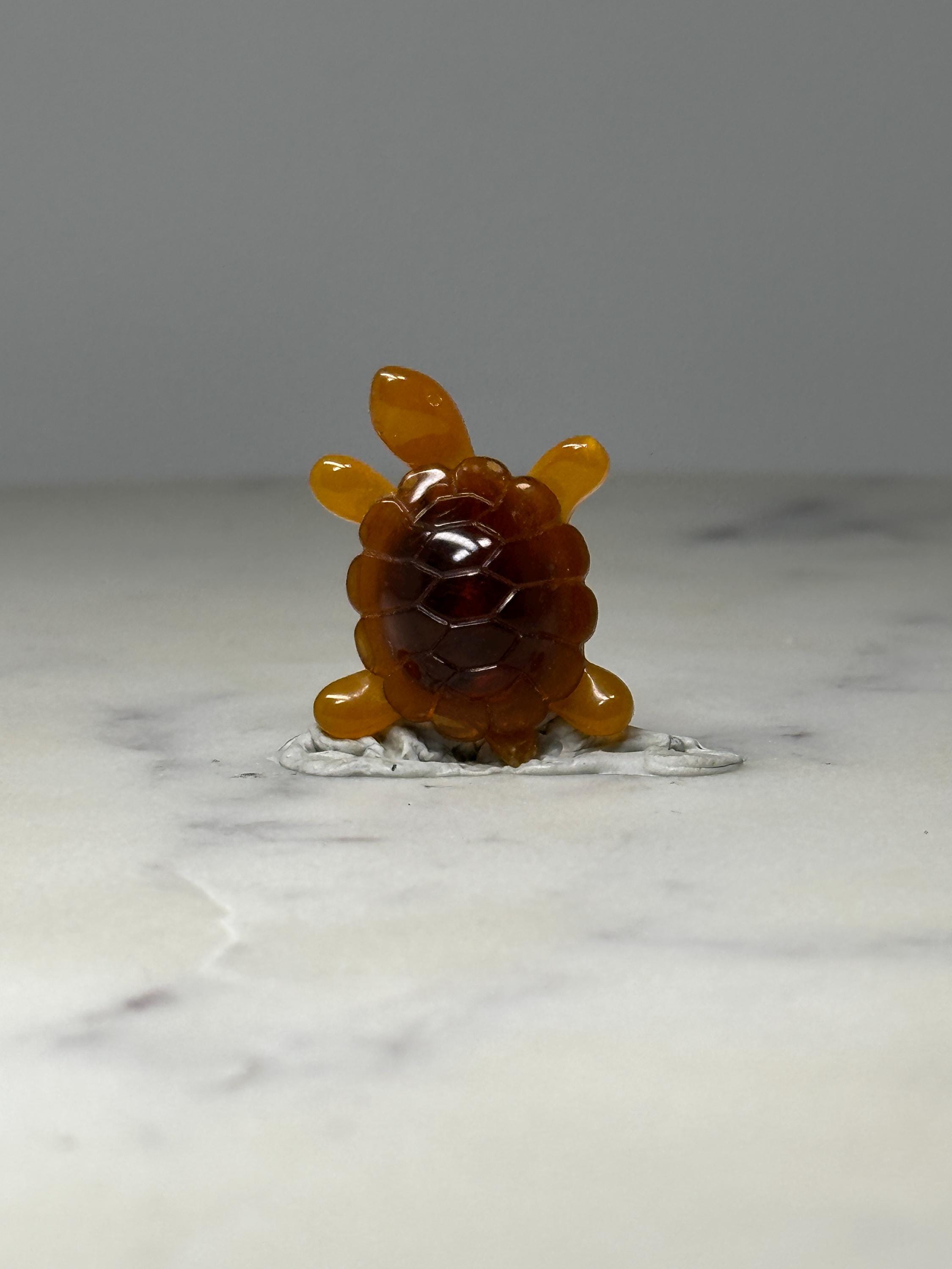Amber Turtle Lapel Pin: Translucent Resin - Vintage Animal Accessory