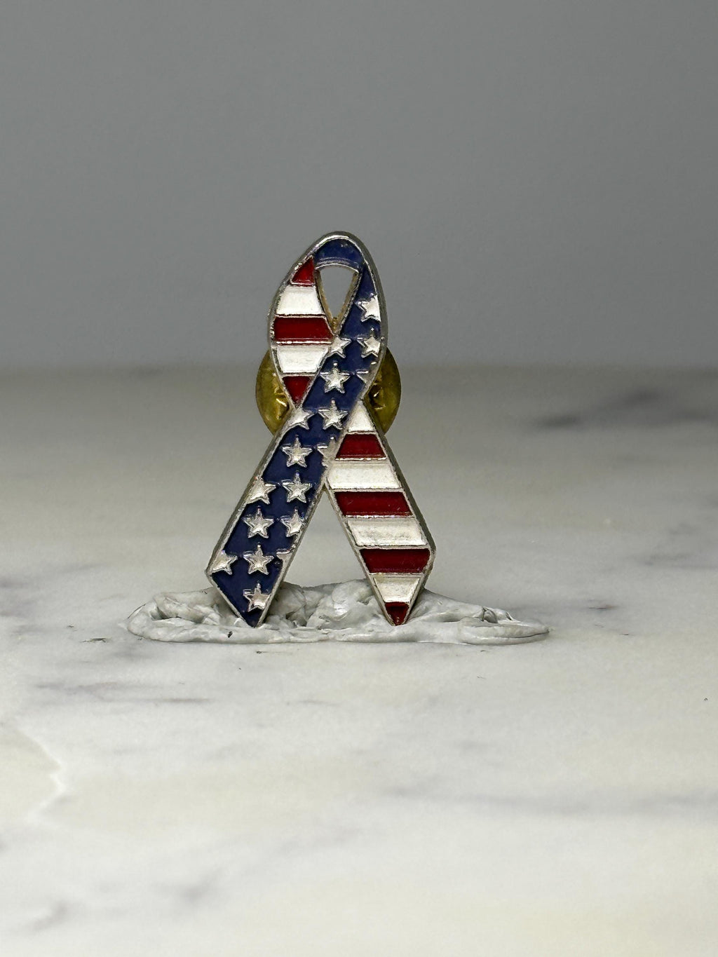 American Flag Ribbon Lapel Pin: Red White Blue Enamel - Patriotic Accessory