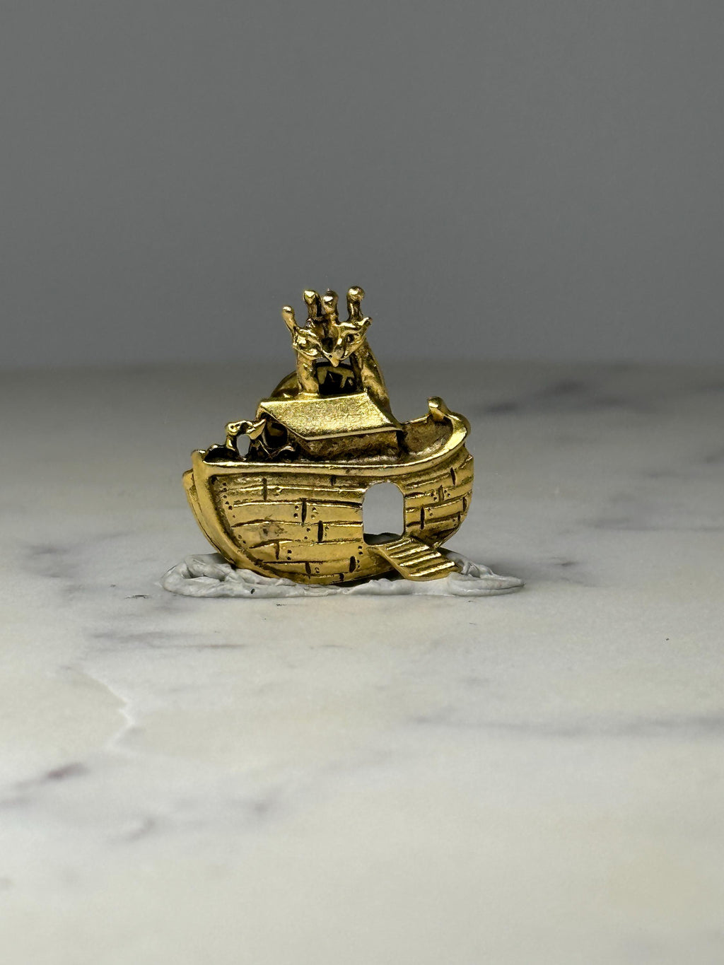 Noahs Ark Figural Pin: Gold Tone - Biblical Religious Accessory