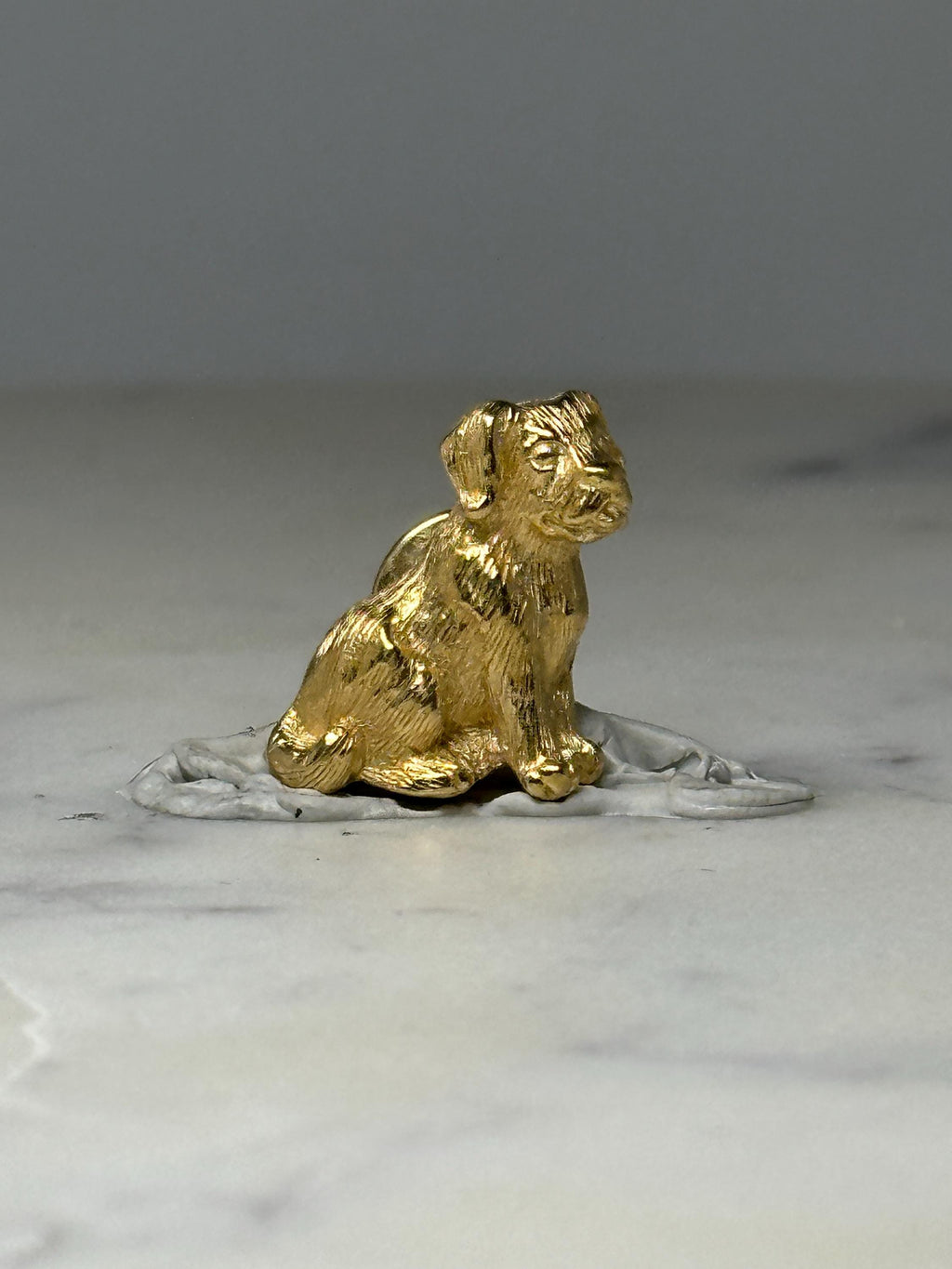 Puppy Dog Lapel Pin: Gold Tone Textured - Vintage Animal Accessory