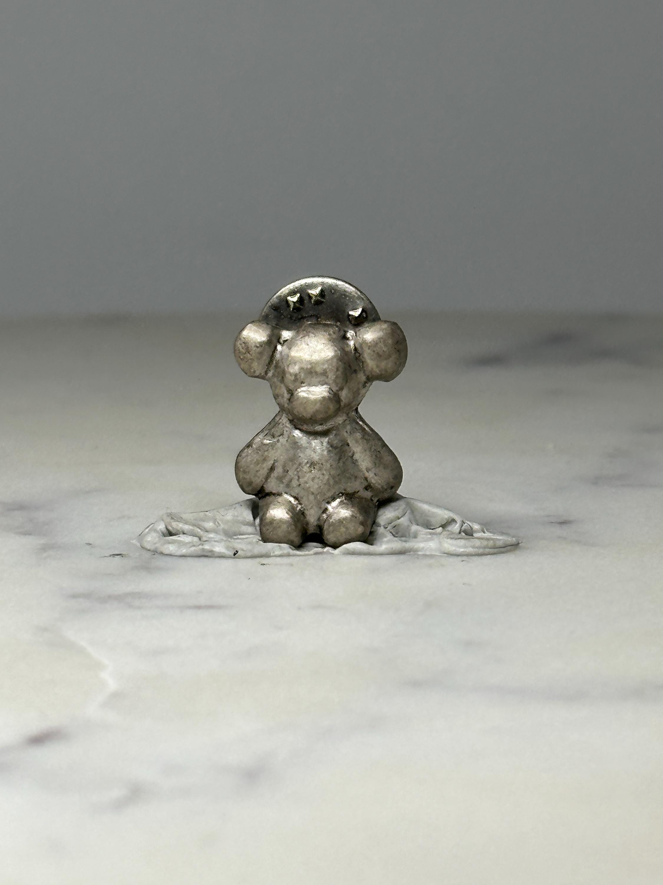 Teddy Bear Lapel Pin: Silver Tone Figural - Cute Novelty Accessory
