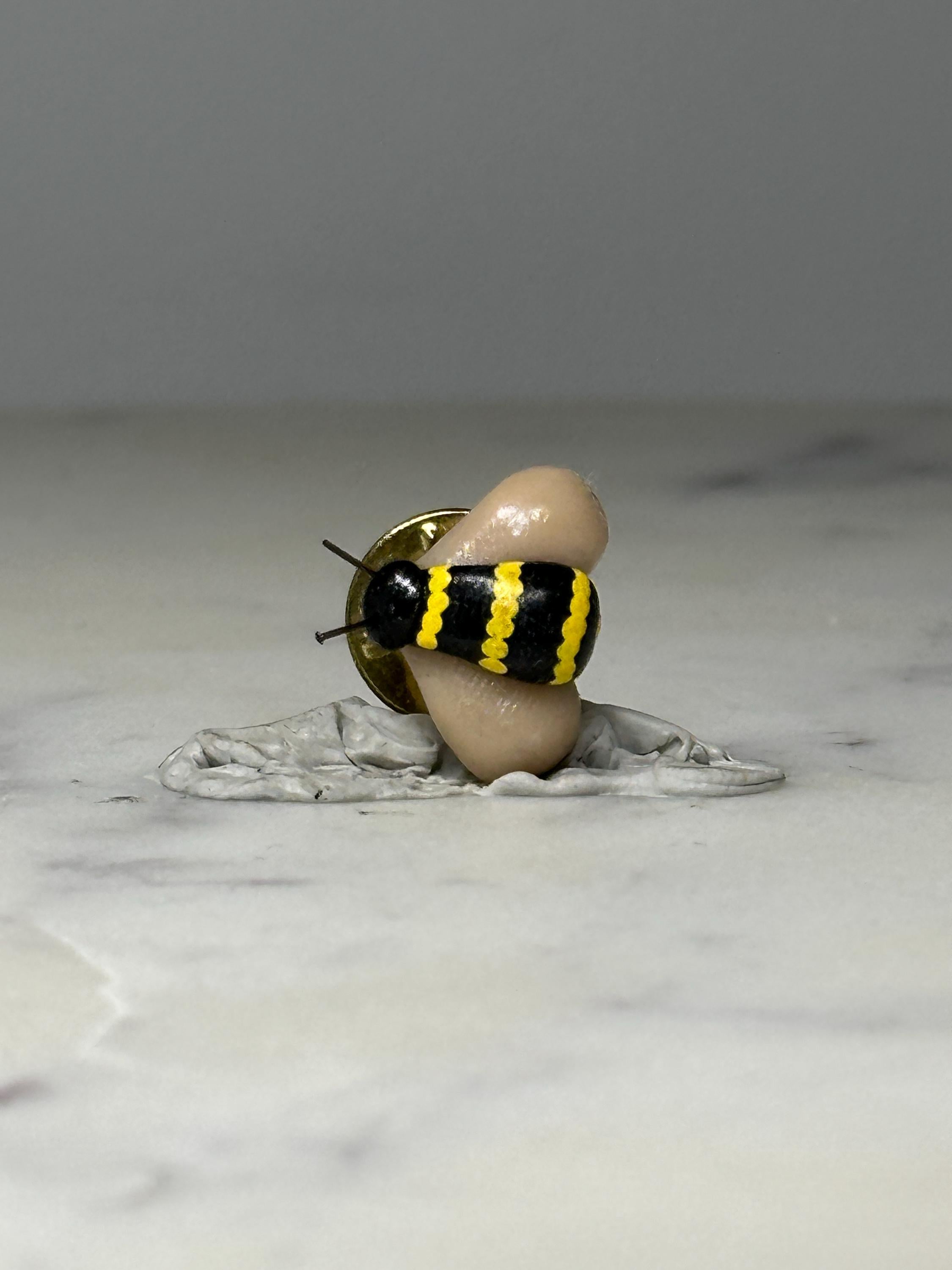 Bumble Bee Insect Lapel Pin: Black Yellow Enamel - Nature Accessory