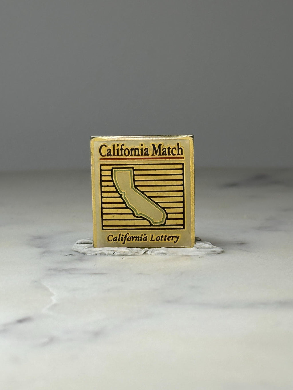 California Lottery Lapel Pin: Gold Tone Enamel - 1990s State Souvenir