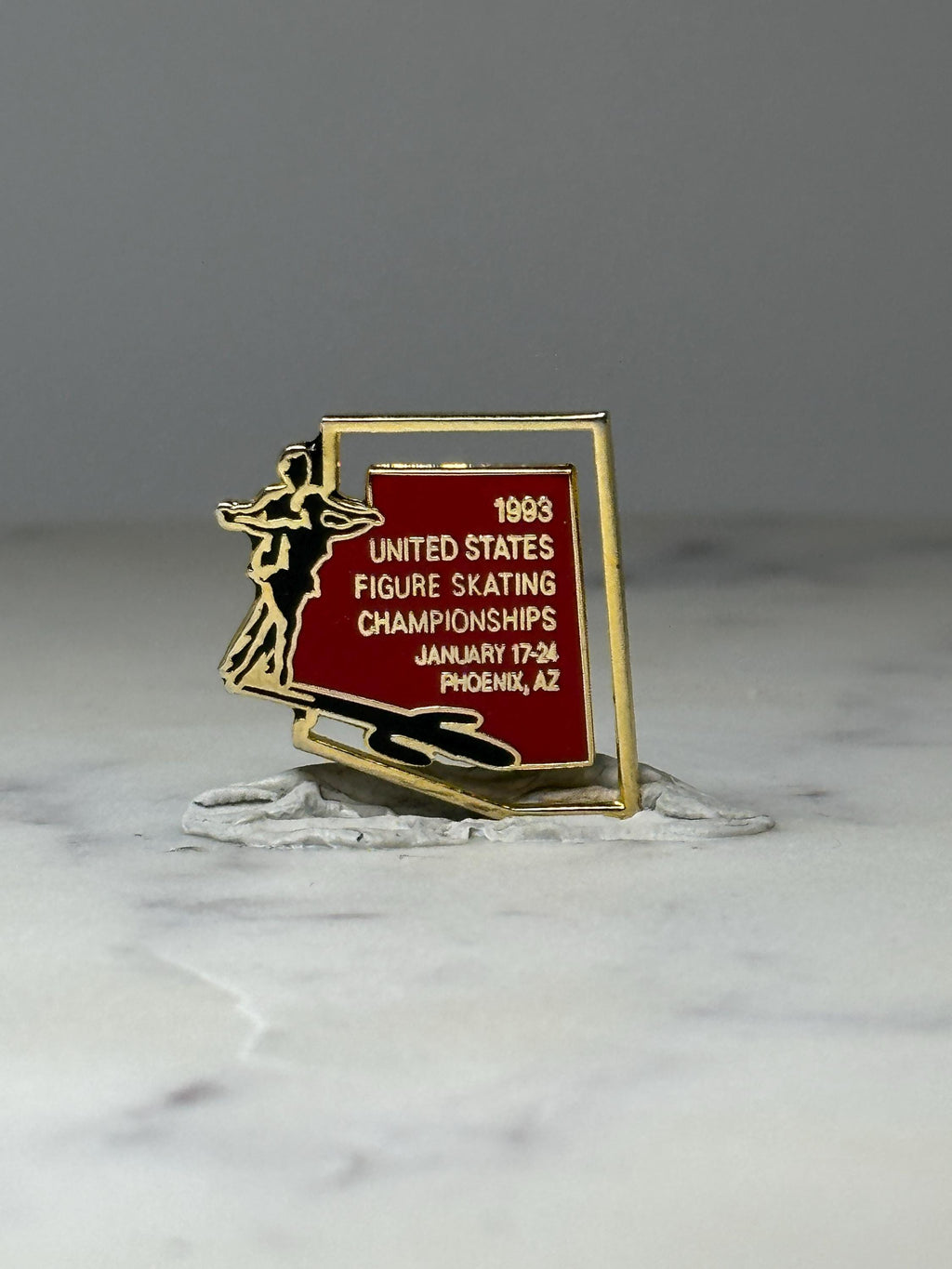 1993 US Figure Skating Pin: Red Enamel - Championship Souvenir