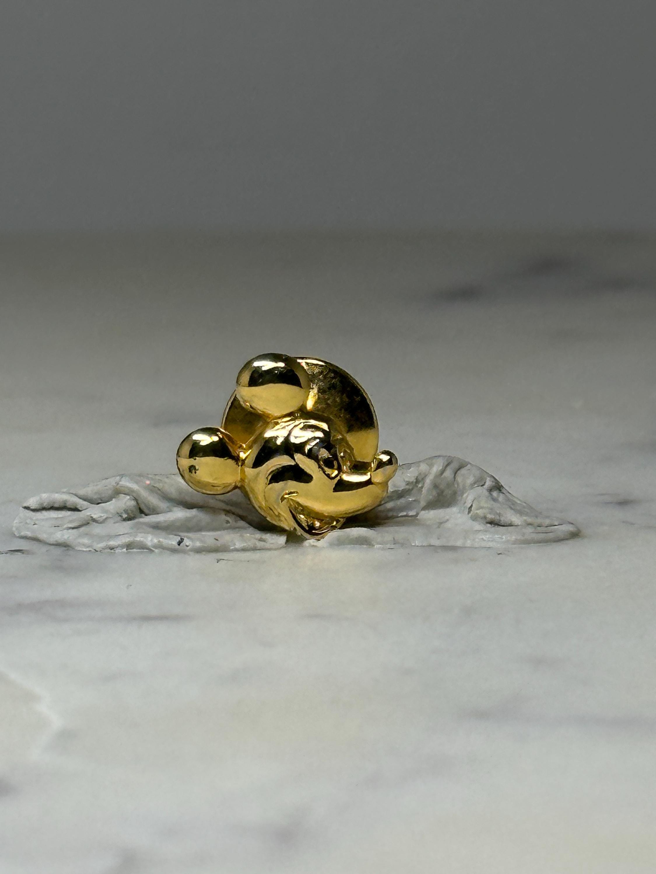 Vintage Mickey Mouse Gold Tone Lapel Pin: Disney Character Tie Tack – Classic Mickey Brooch