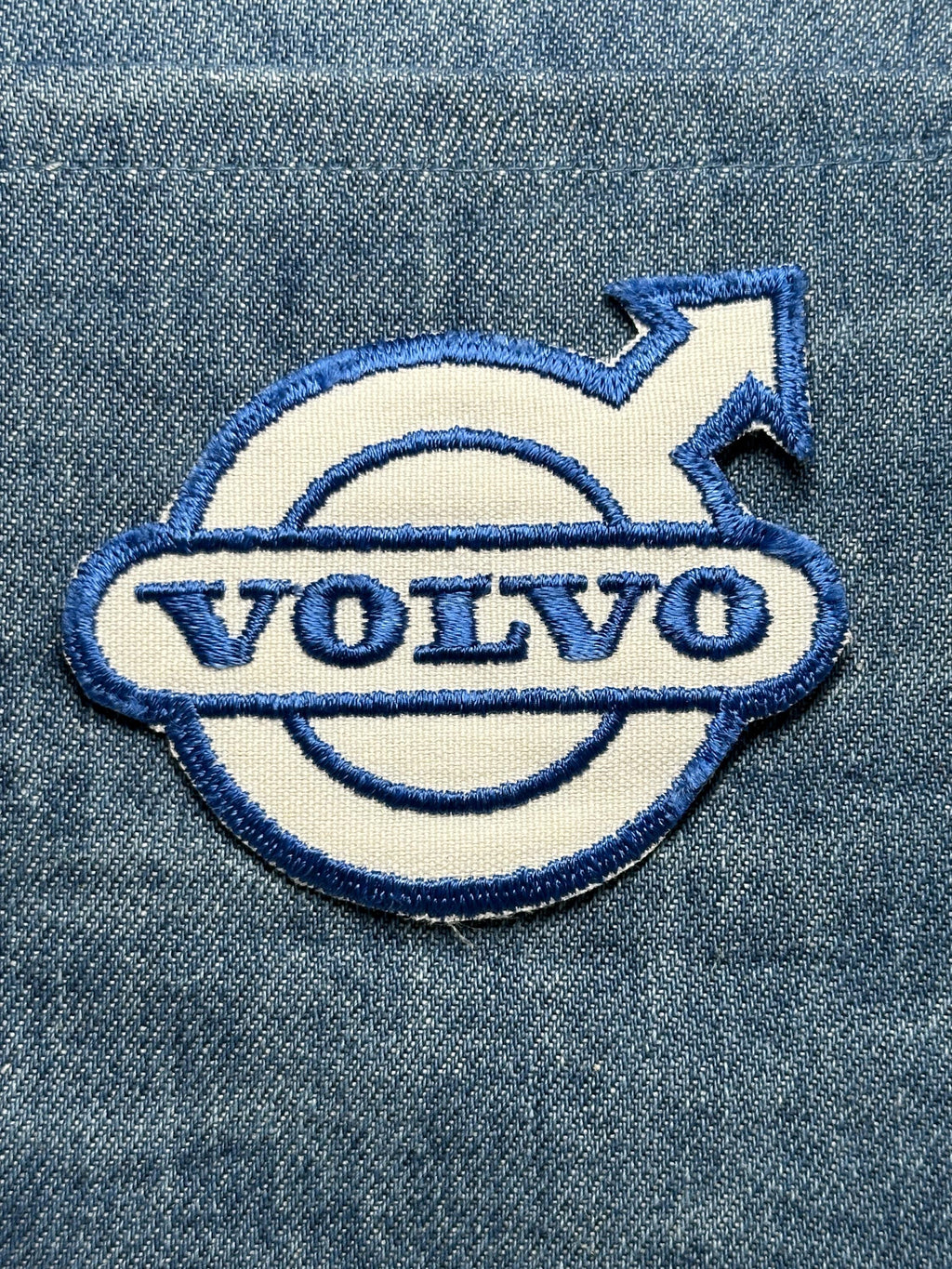 Volvo collectable patch: iron-on blue white - vintage auto accessory