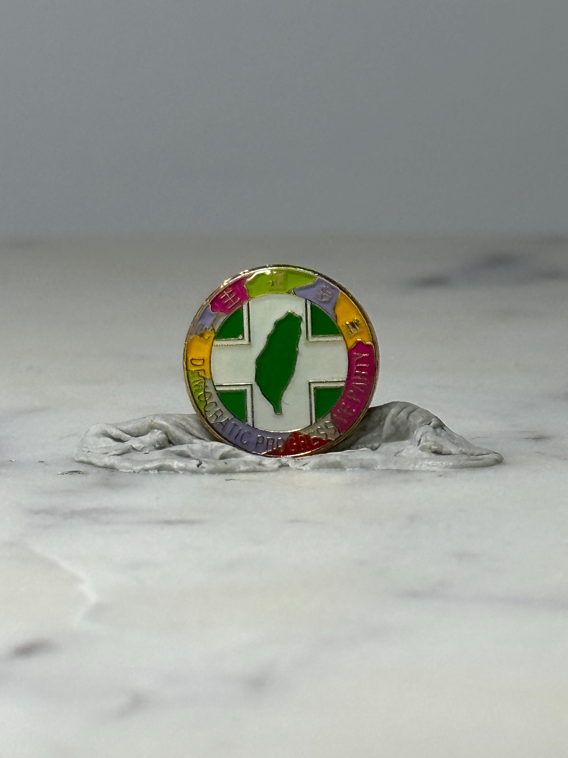 Vintage Taiwan DPP Enamel Pin: Multicolor - Political Souvenir