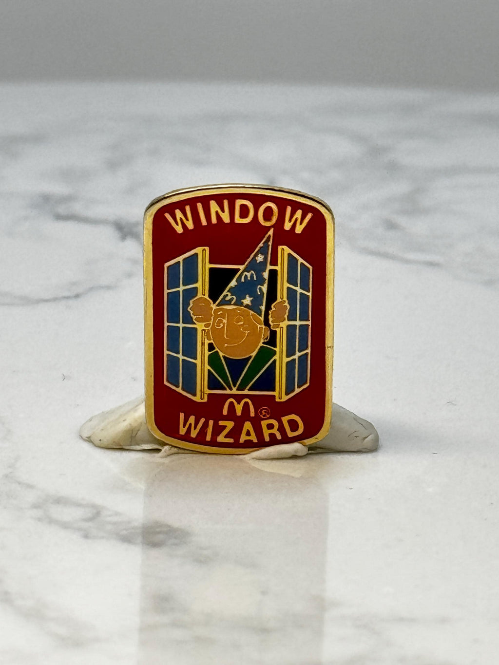 Vintage McDonalds Window Wizard Enamel Pin: Red Gold - 1990s Promo Accessory