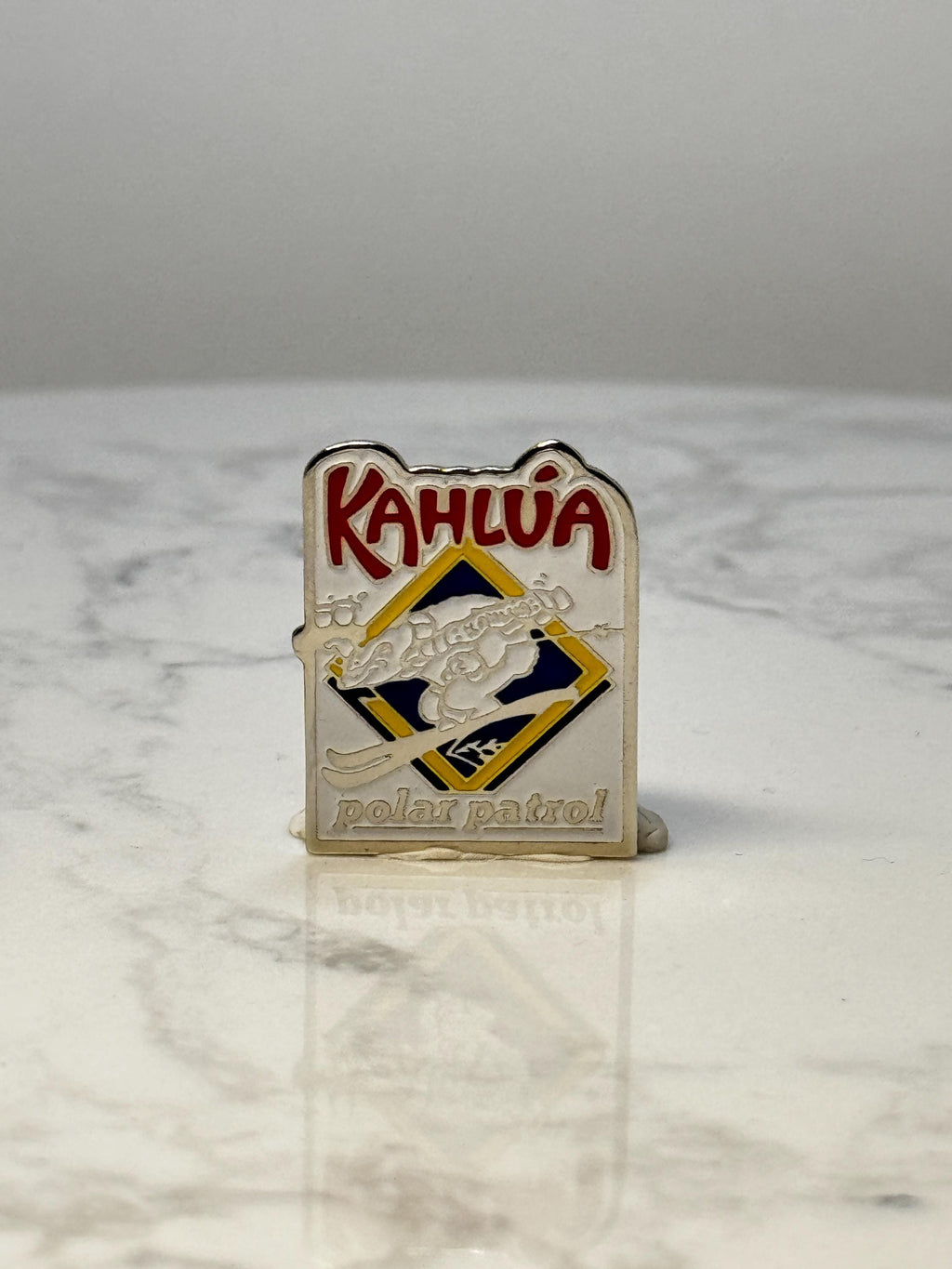 Vintage Kahlua Polar Patrol Enamel Pin: White Red Blue - 1990s Promo Accessory