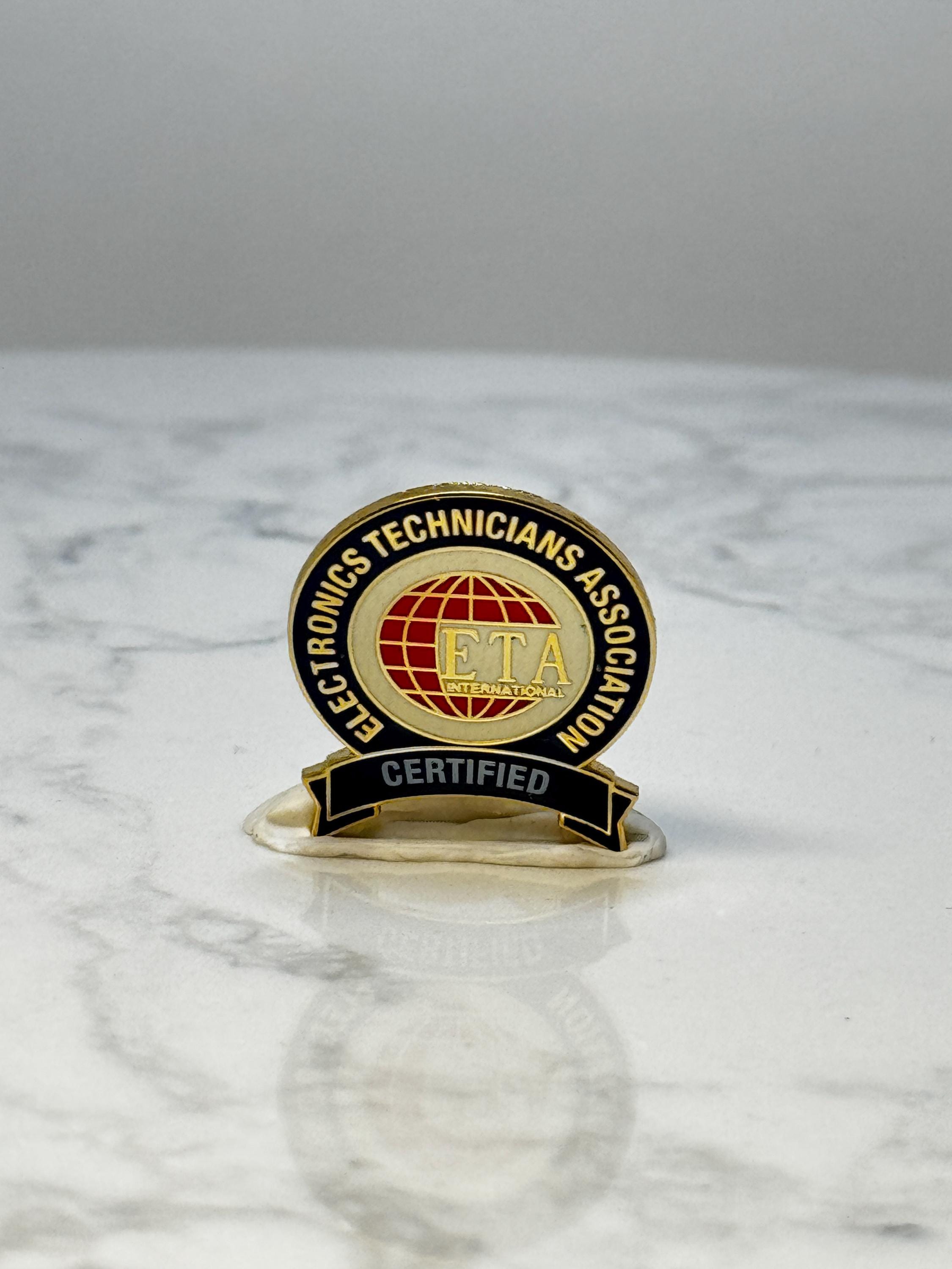 Vintage Electronics Technicians Association Pin: Gold Tone - ETA Certified Accessory