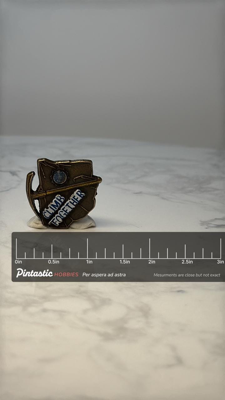 Vintage American Legion Climb Together Lapel Pin - Veteran Organization Pin with ruler overlay for size reference