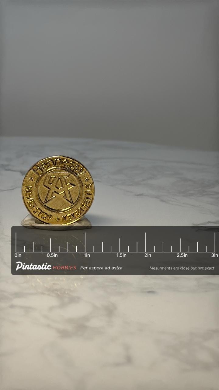 Hennessy Canelo Alvarez Pin: Gold Tone - Boxing & Bareware Pin with ruler overlay for size reference