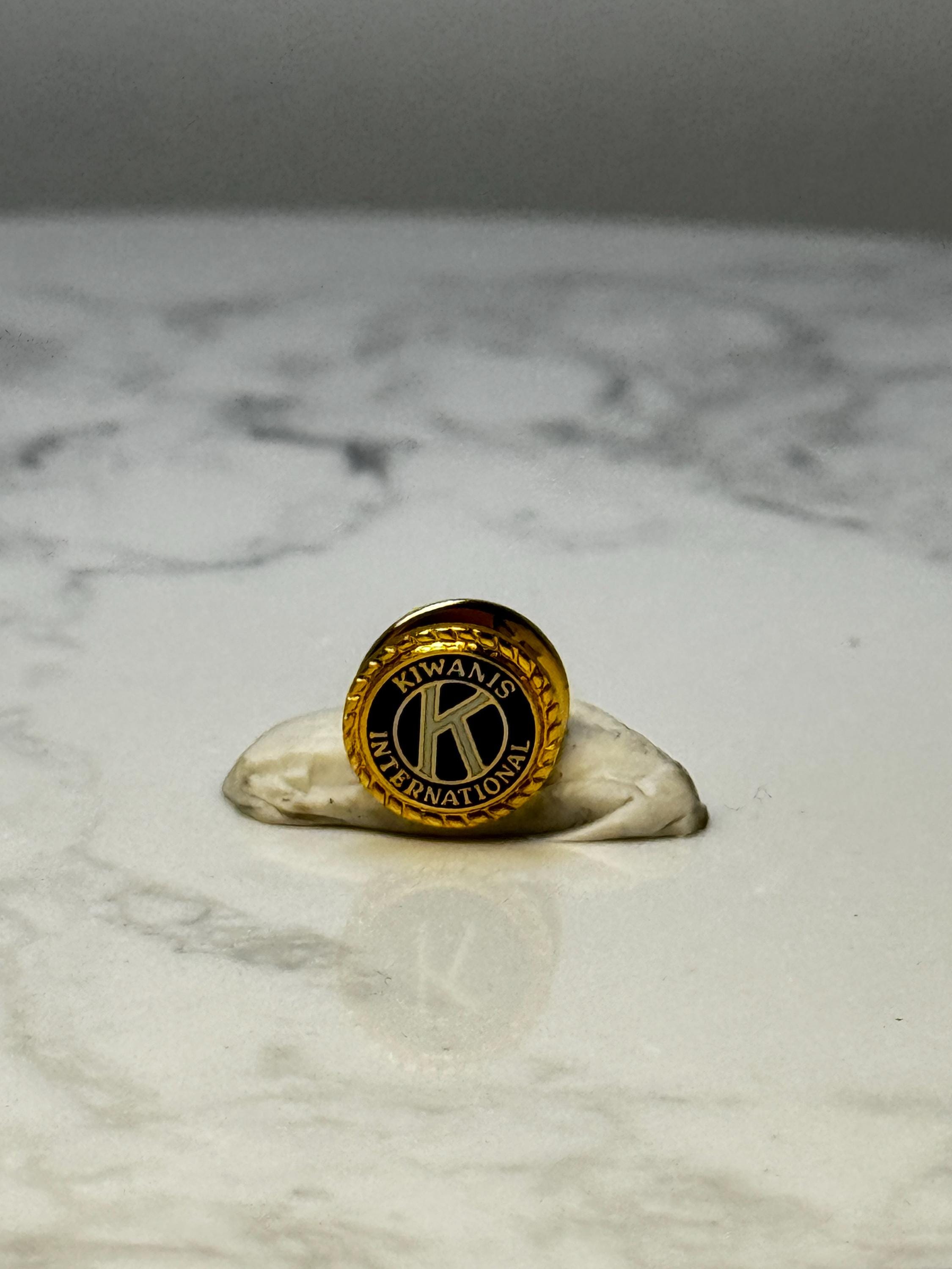 Vintage Kiwanis International Lapel Pin: Gold Tone Enamel - Service Club Accessory