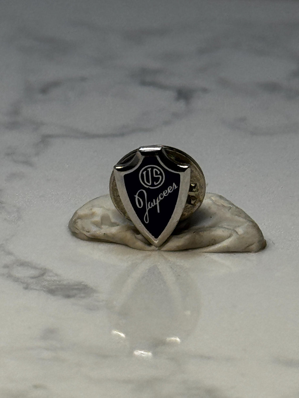 Vintage US Jaycees Shield Lapel Pin: Blue Enamel - Civic Organization Accessory