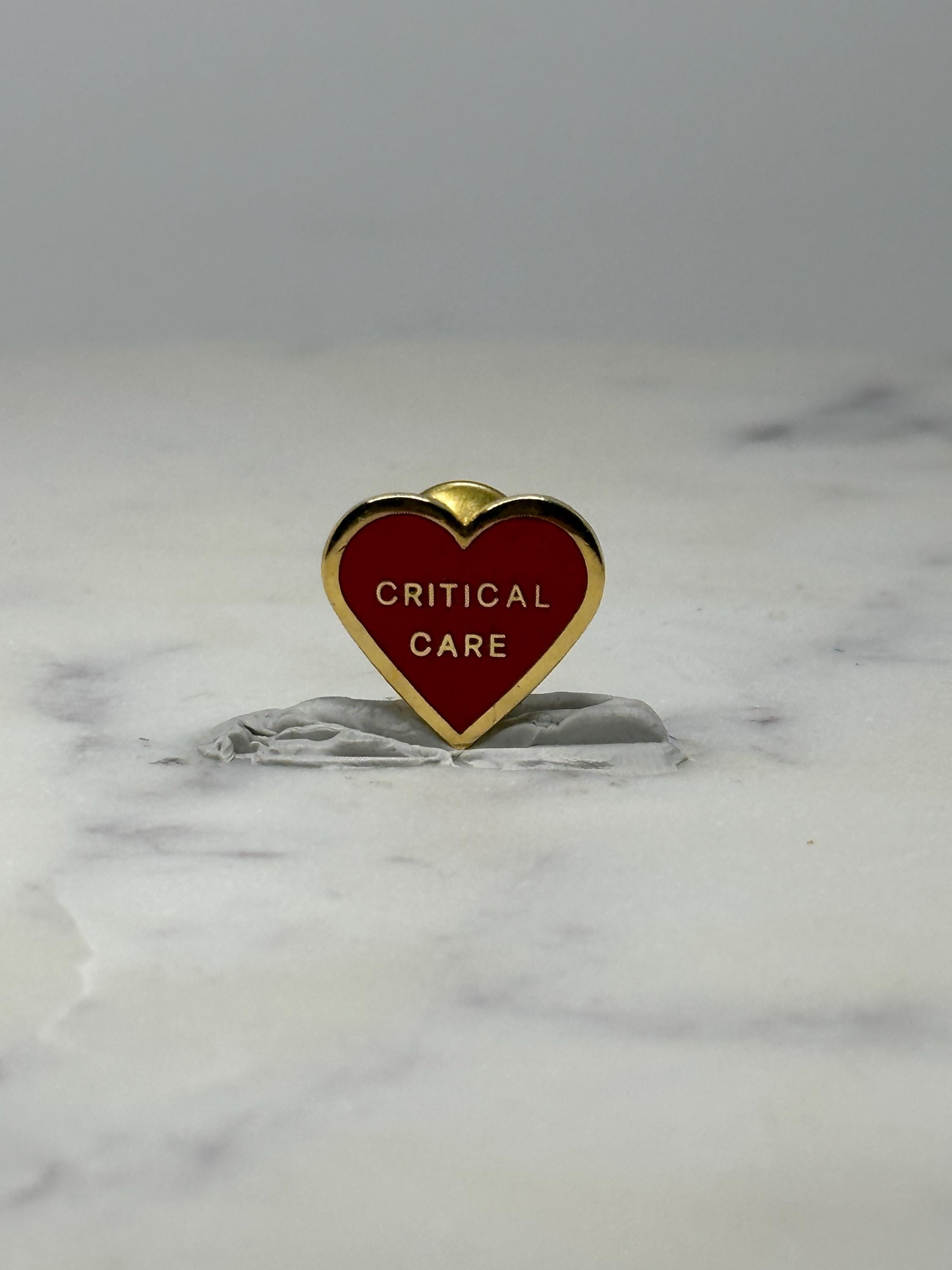 Critical Care Heart Enamel Pin: Red & Gold - Medical Accessory