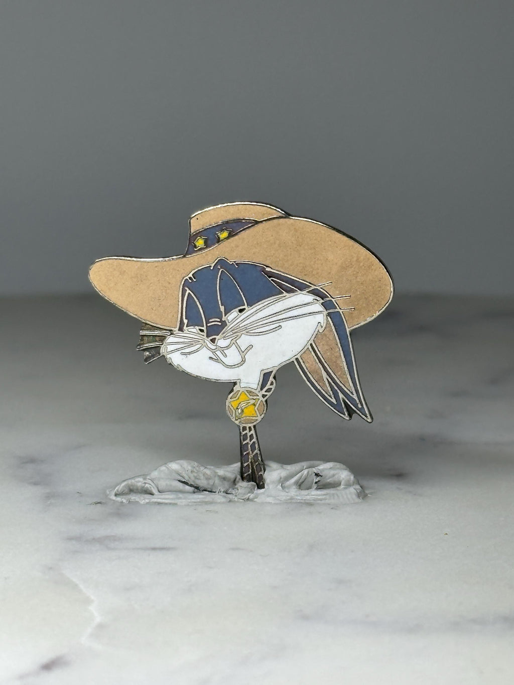 Vintage Bugs Bunny Enamel Pin: Tan Cowboy Hat - 1990s Cartoon Accessory