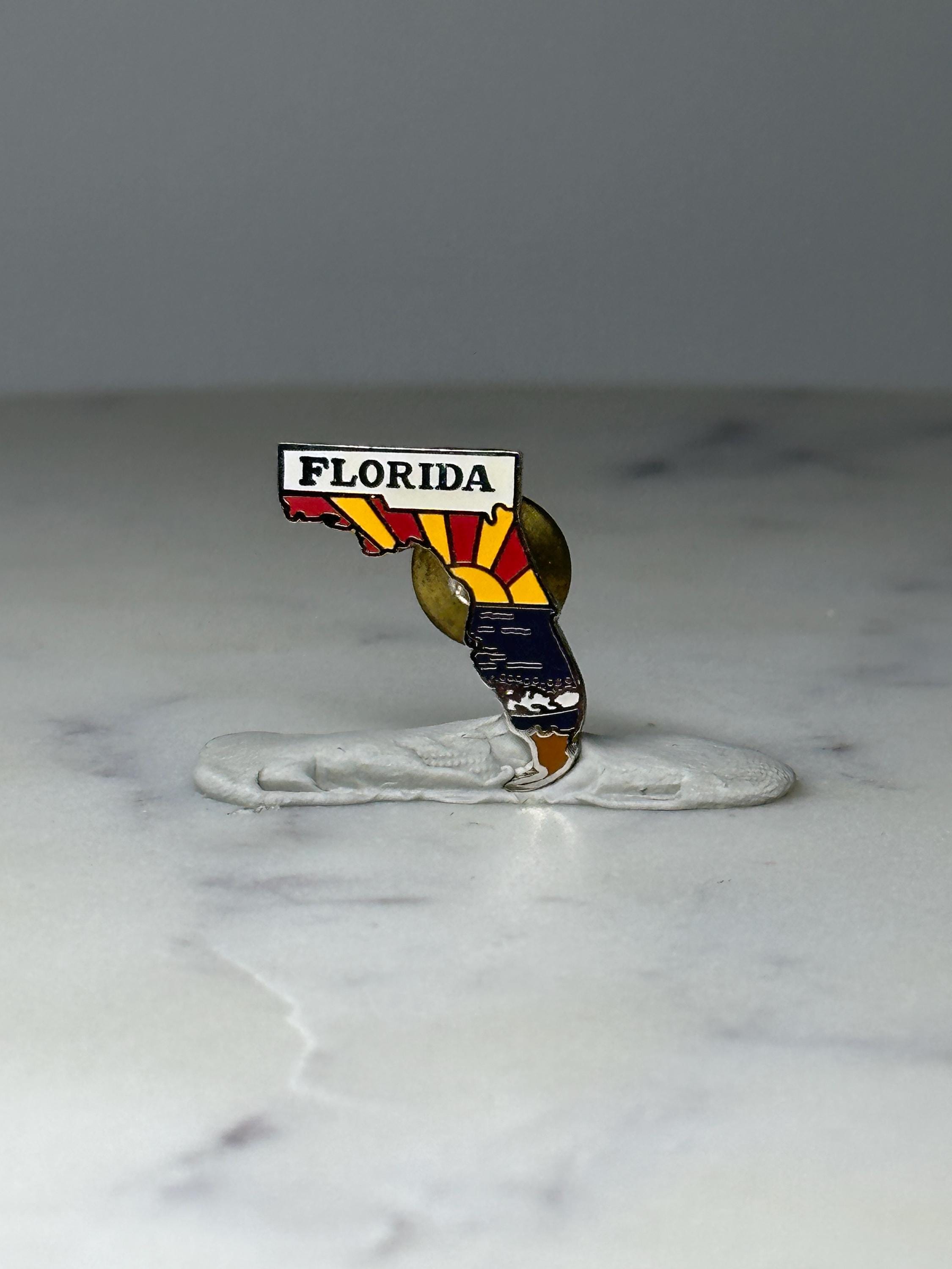 Vintage Florida State Souvenir Pin: Enamel Sunset Design - Travel Accessory