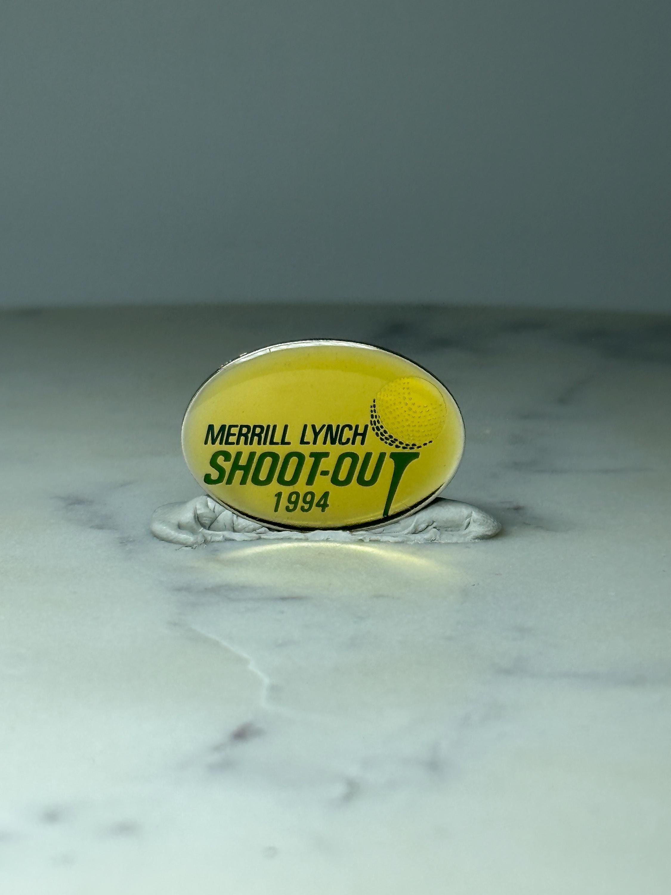 Vintage Merrill Lynch Shoot-Out Golf Pin: Yellow Enamel - 1994 Tournament Accessory