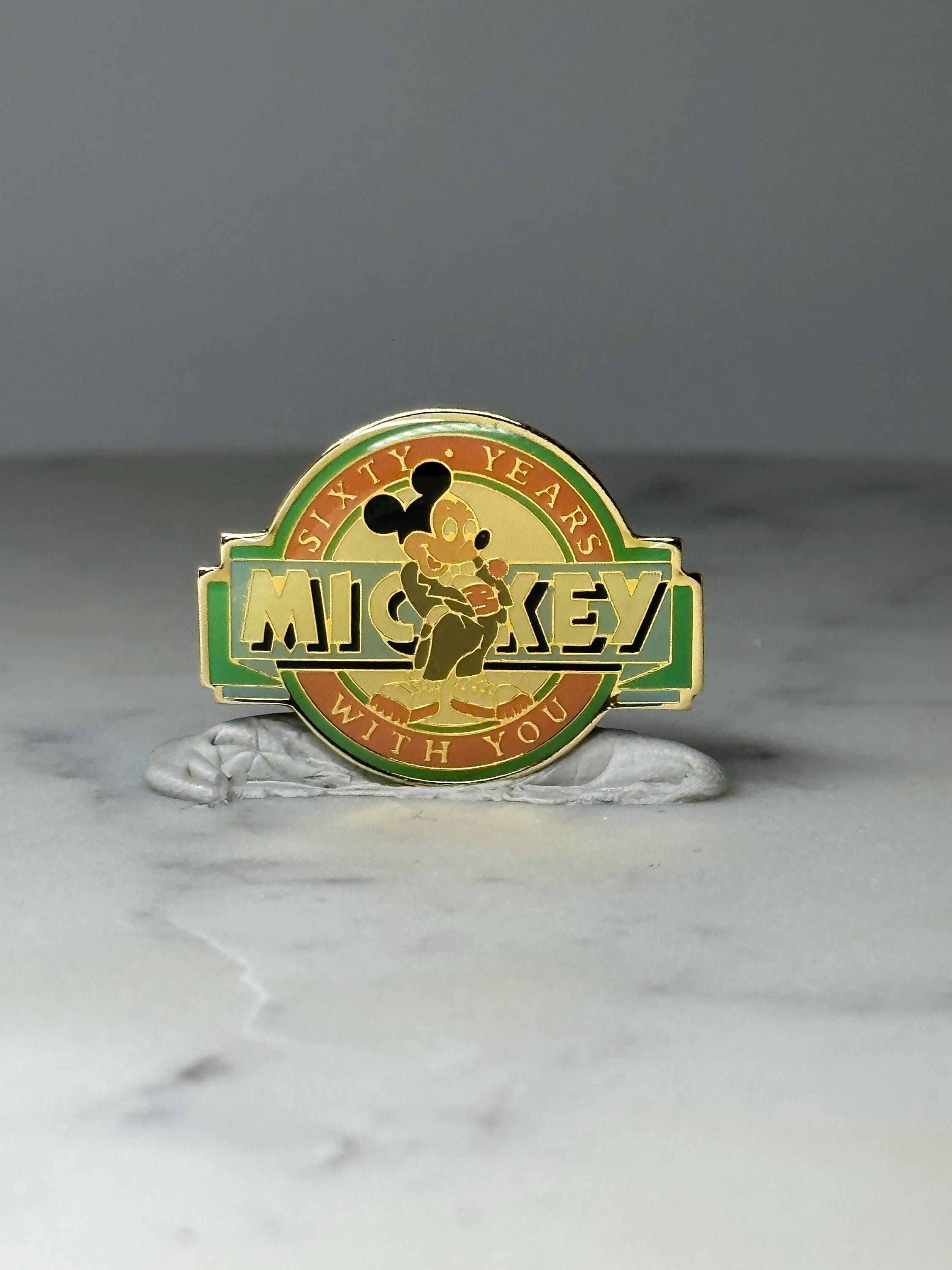 Vintage Mickey Mouse Enamel Pin: Gold Tone - Sixty Years With You Accessory