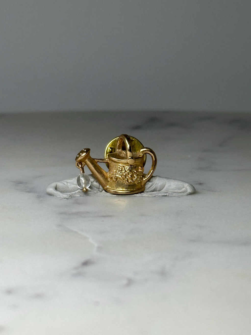 Vintage Watering Can Brooch Pin: Gold Tone - Garden Theme Accessory