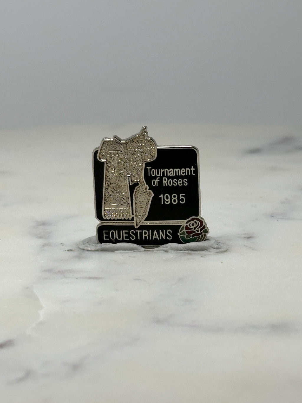 Vintage Tournament of Roses Pin: Silver Tone - 1985 Equestrians Accessory
