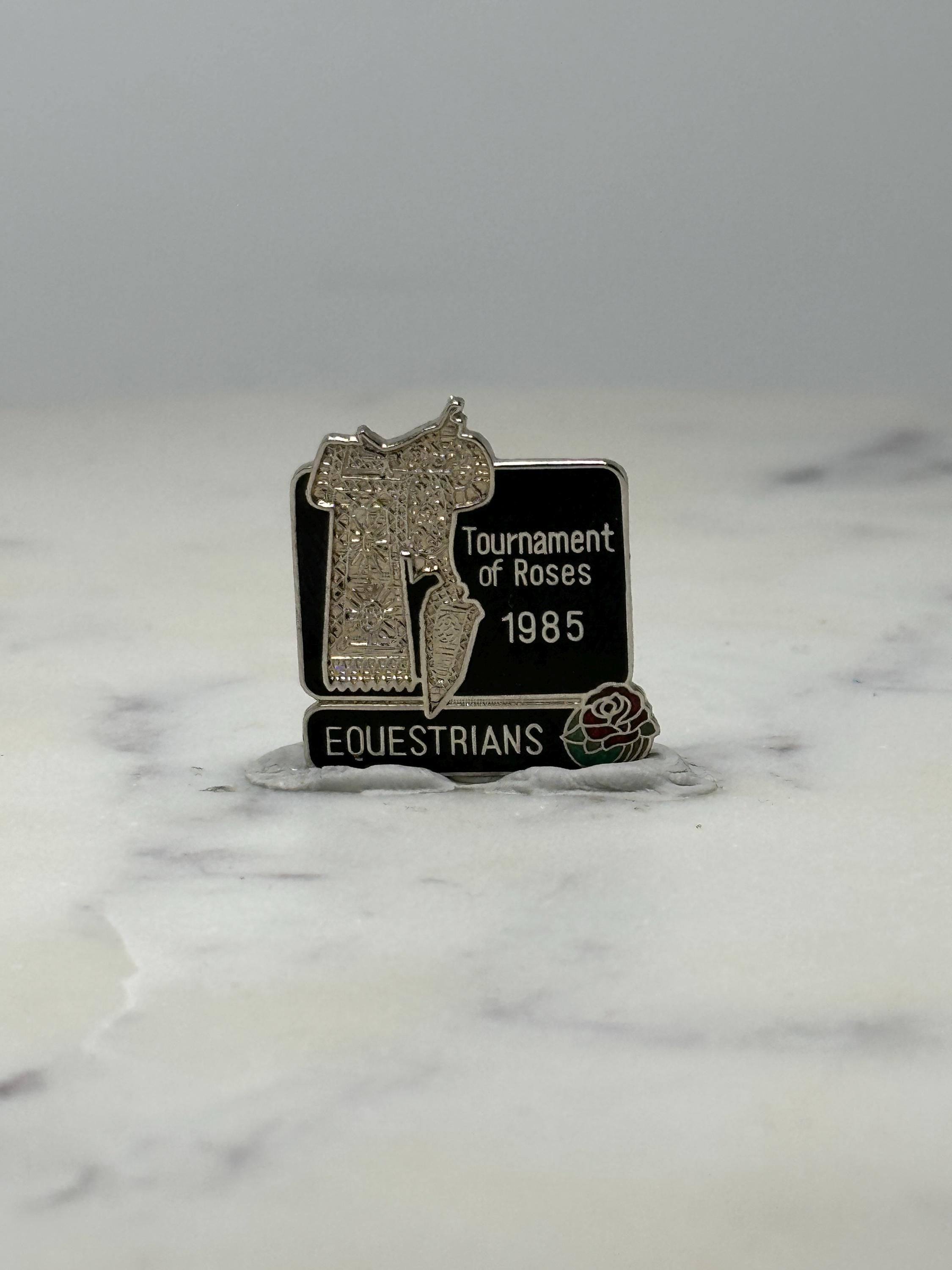 Vintage Tournament of Roses Pin: Silver Tone - 1985 Equestrians Accessory